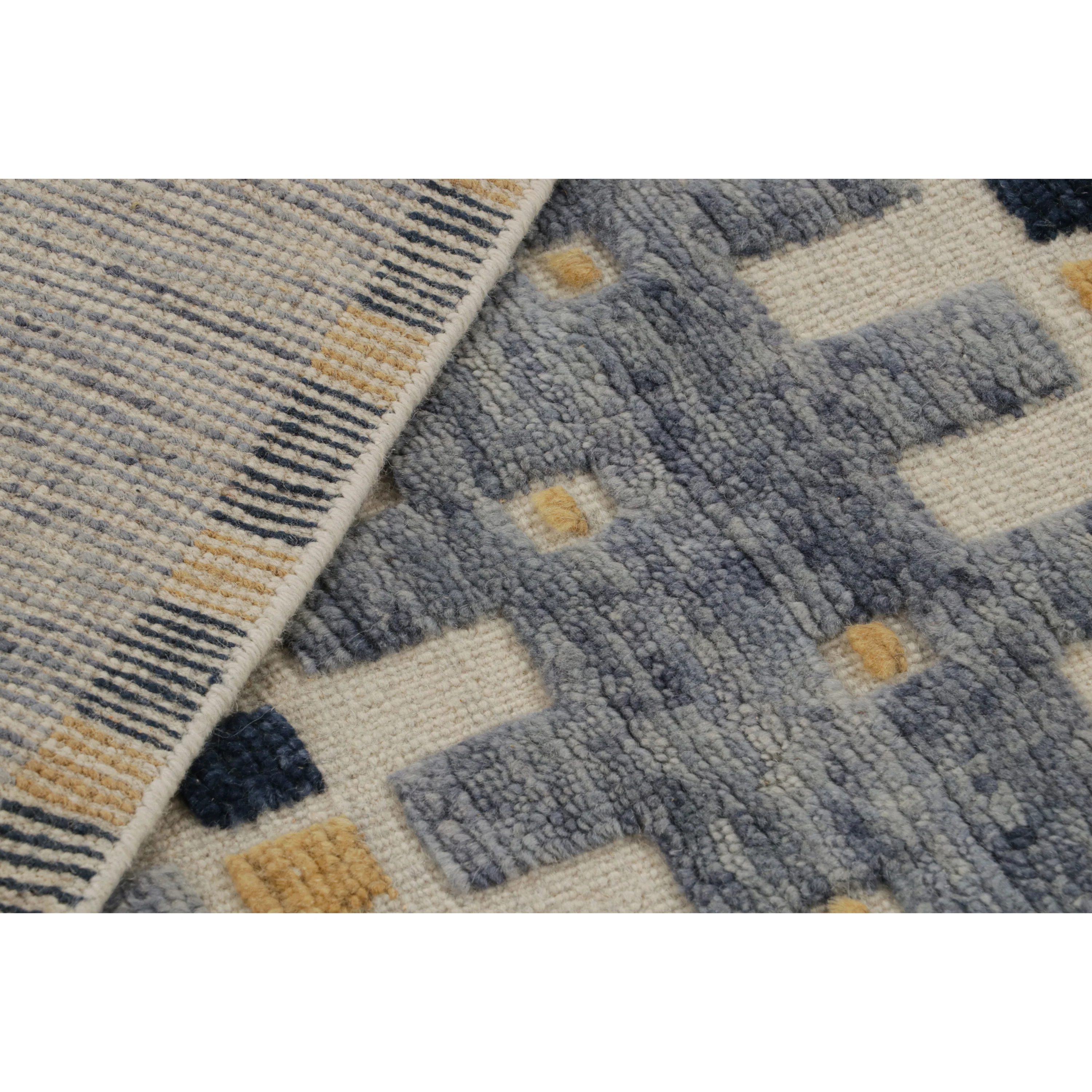 Blue Transitional Swedish Inspired Wool Rug - 8'1" x 9'11" - Image 7