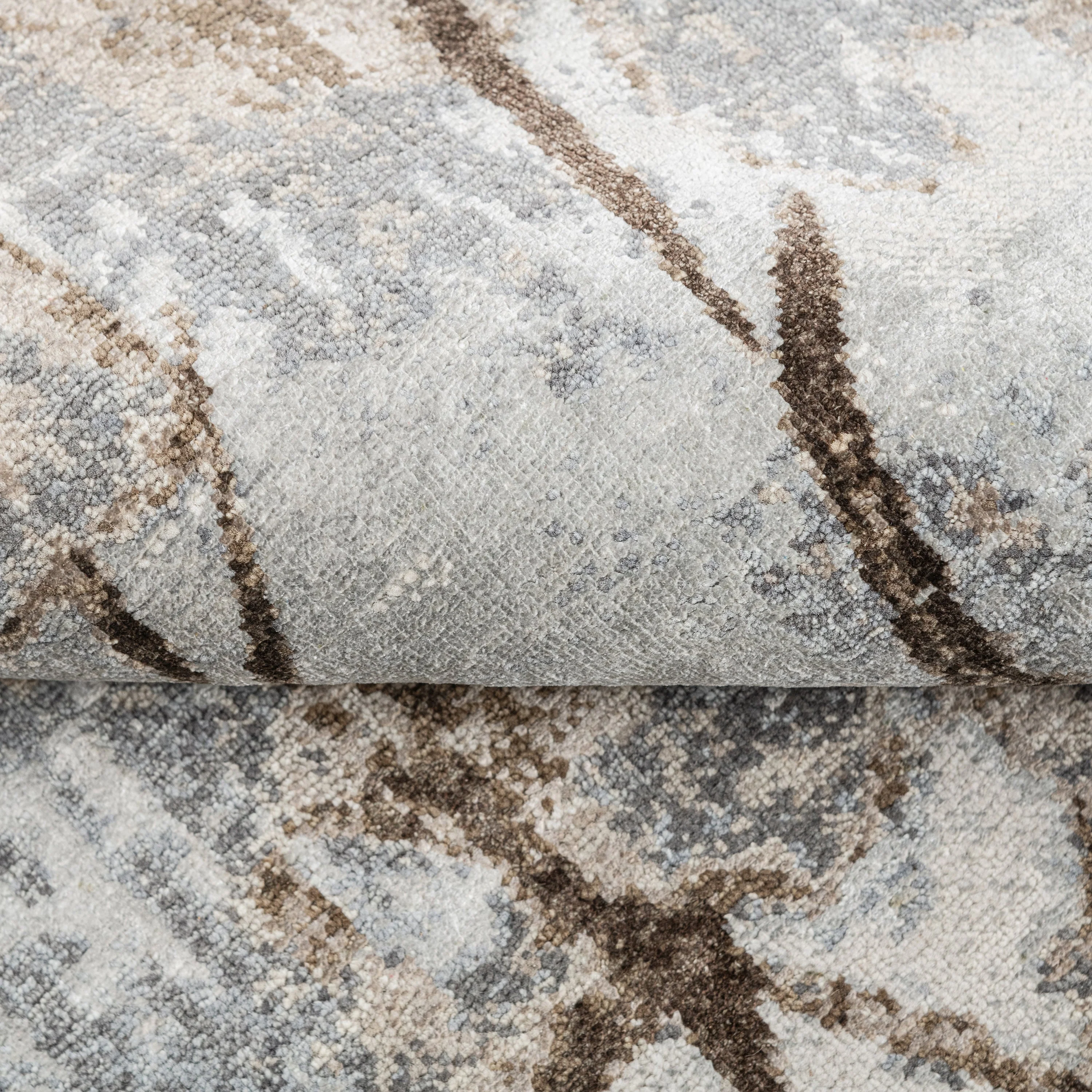 Brown Contemporary Silk Rug - Image 2