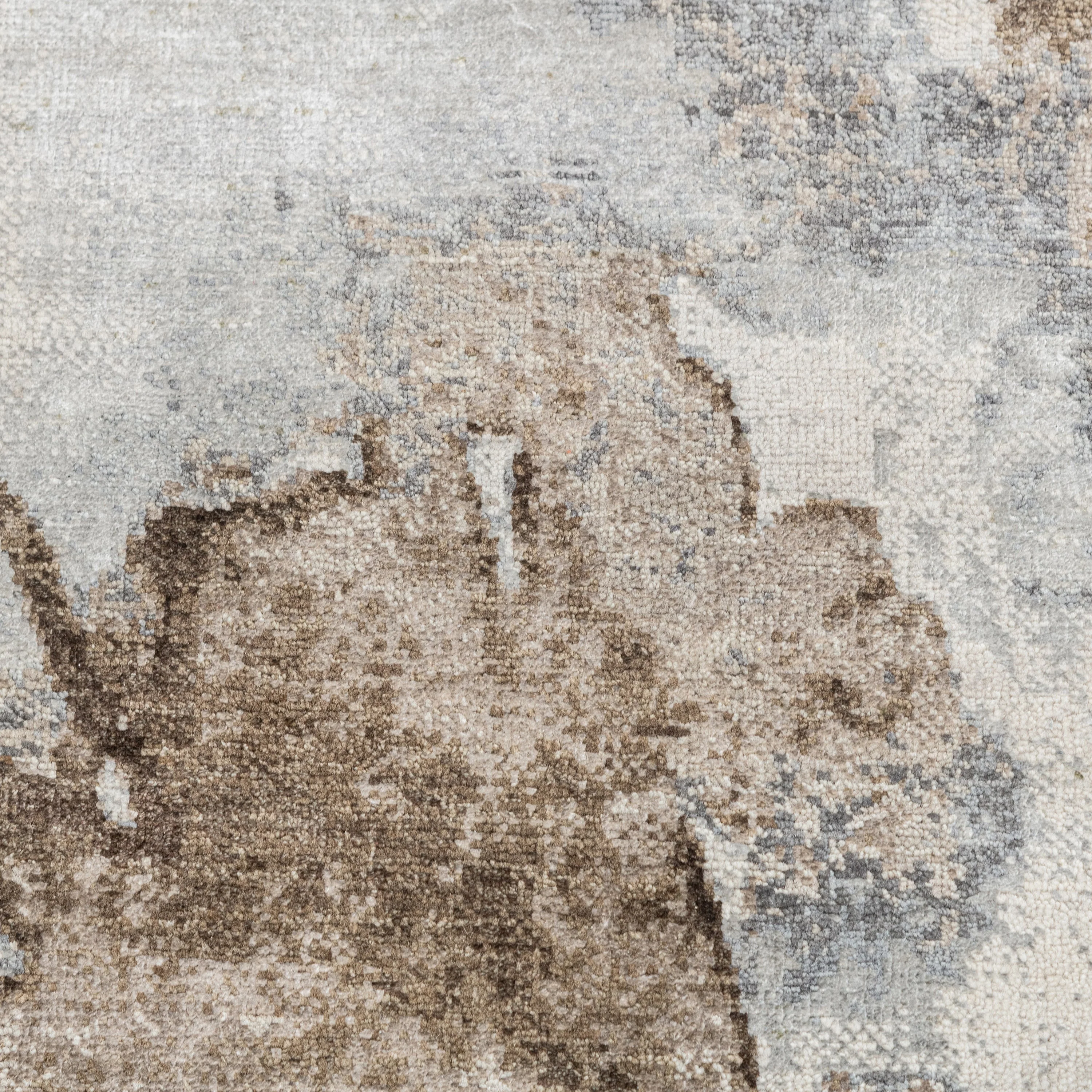 Brown Contemporary Silk Rug - Image 3