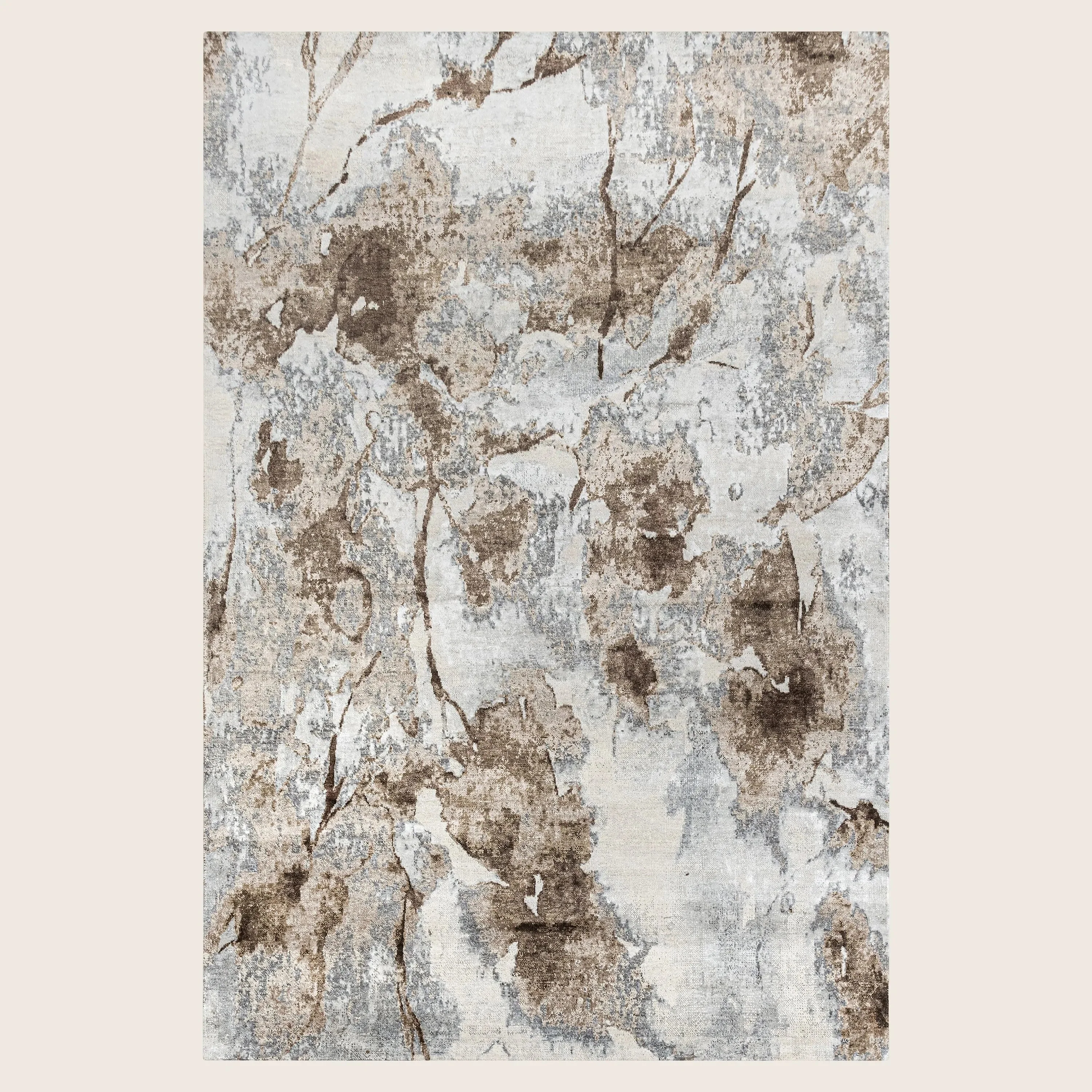 Brown Contemporary Silk Rug - Image 7