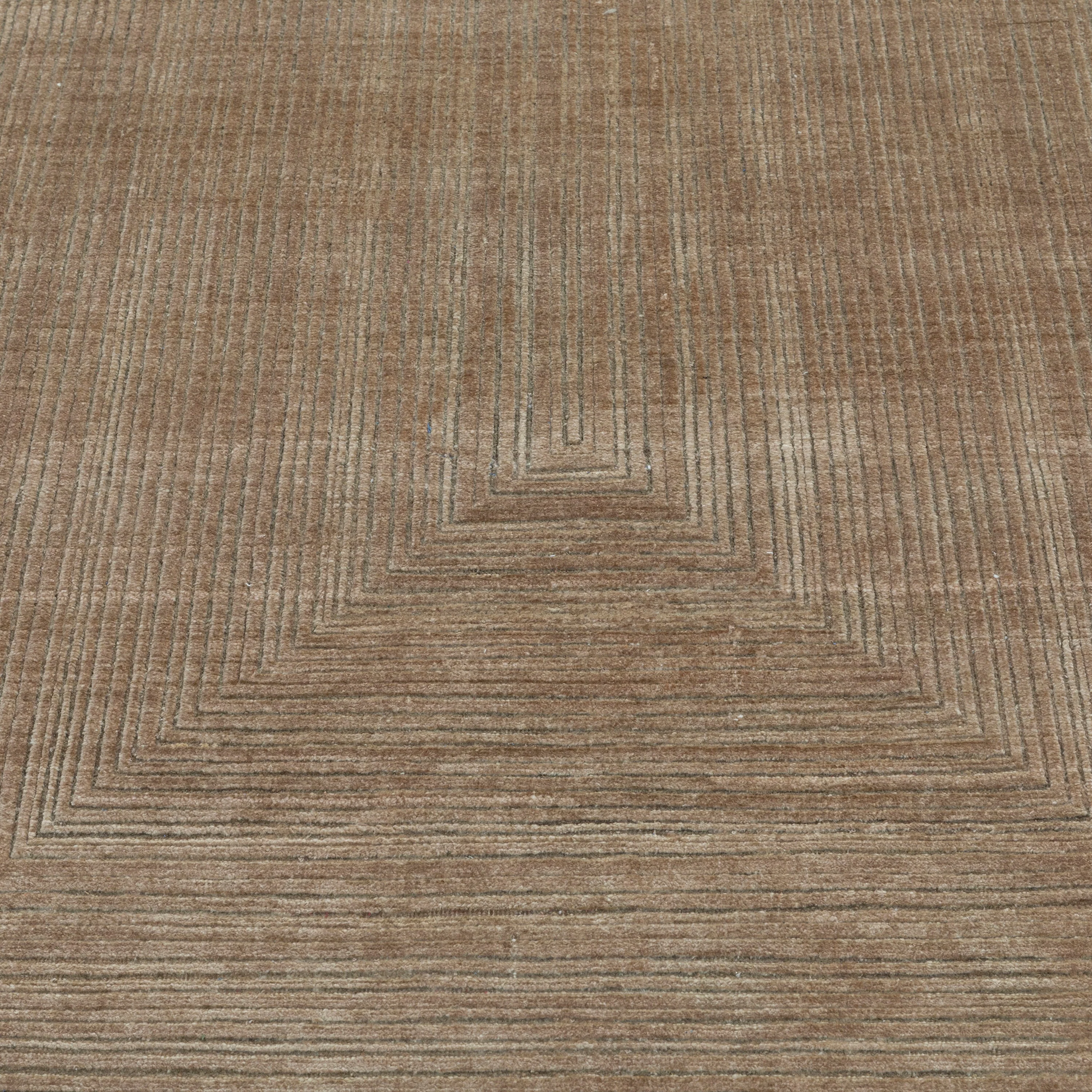 Brown Contemporary Silk Wool Blend Rug - 12' x 14'6" - Image 2