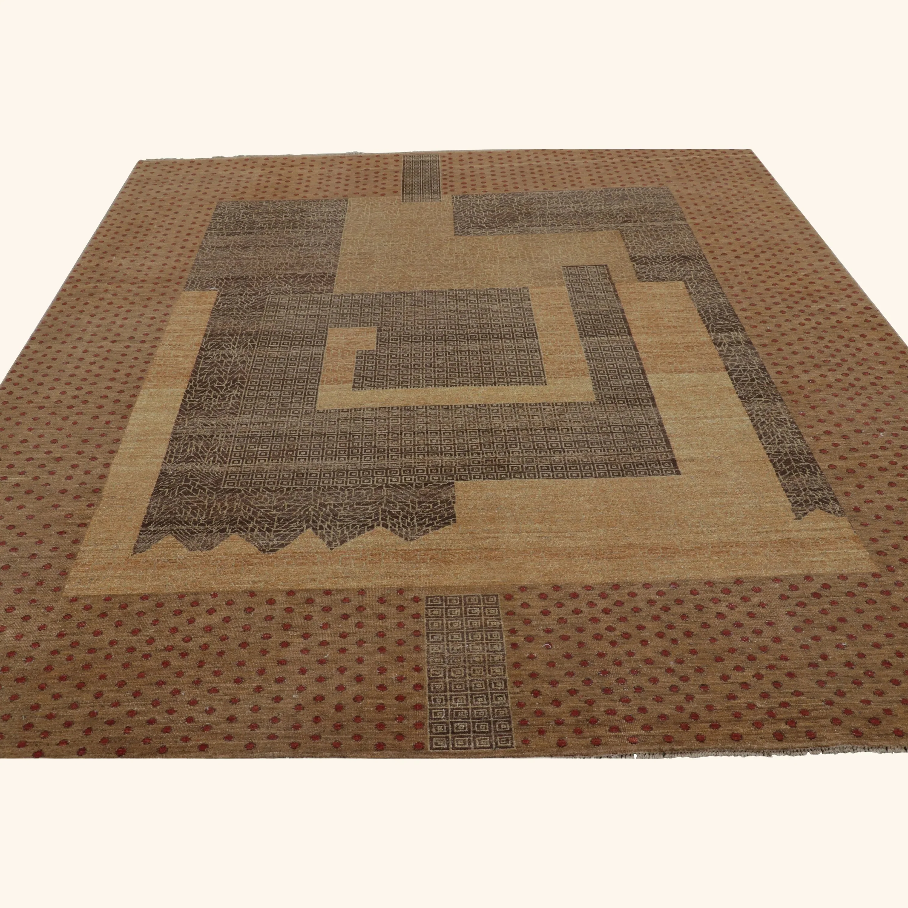 Brown Contemporary Wool Cotton Rug - 8' x 9'7" - Image 2