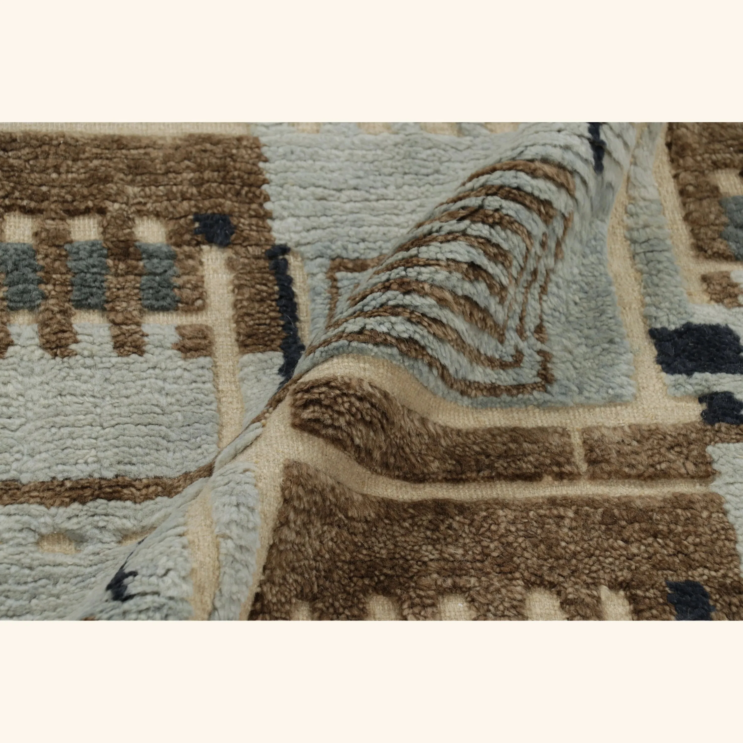Brown & Grey Swedish Inspired Wool Cotton Rug - 8'2" x 10' - Image 11