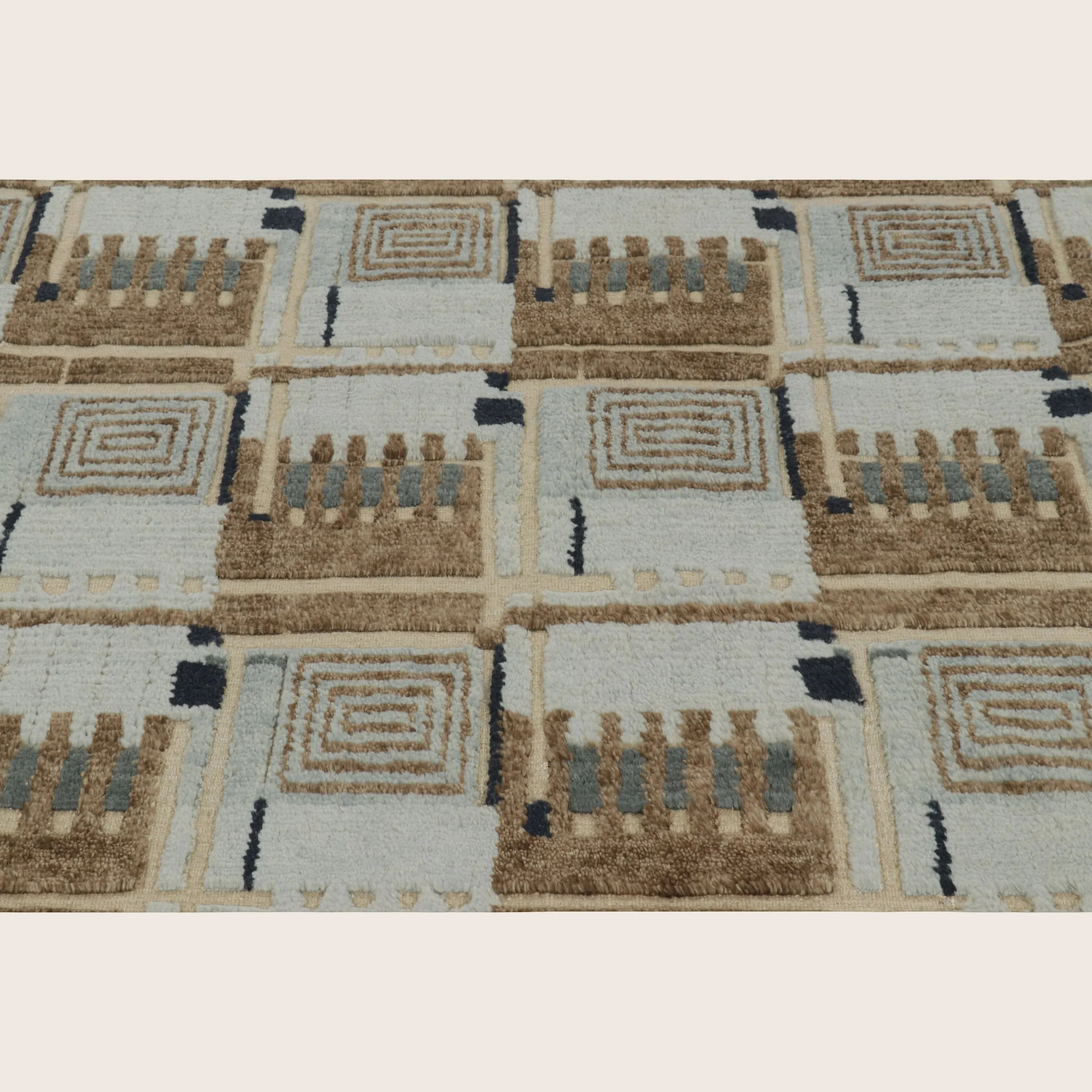 Brown & Grey Swedish Inspired Wool Cotton Rug - 8'2" x 10' - Image 3