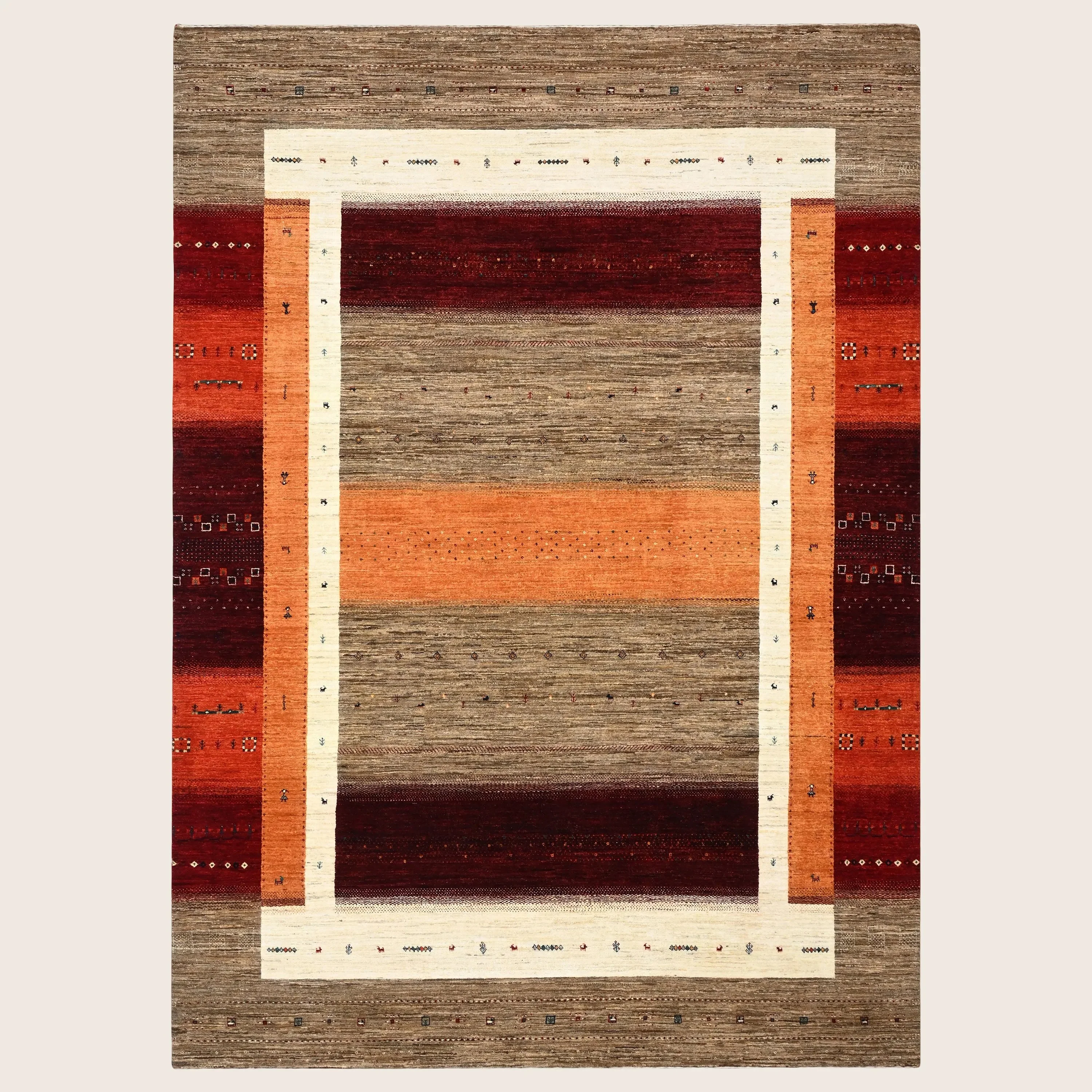 Brown Traditional Gabbeh Wool Rug - Image 2