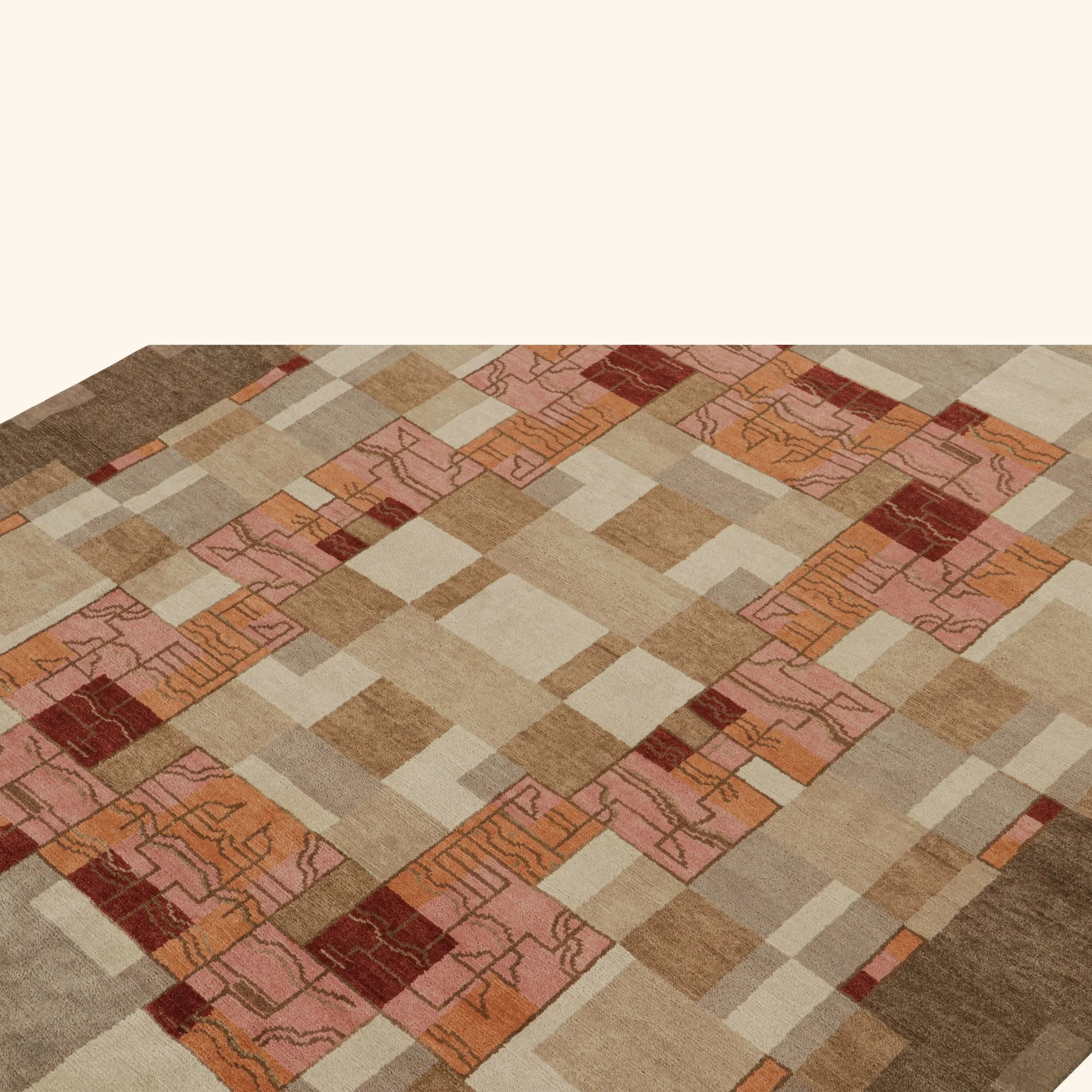 Brown Transitional Art Deco Wool Rug - 8'2" x 11'8" - Image 2