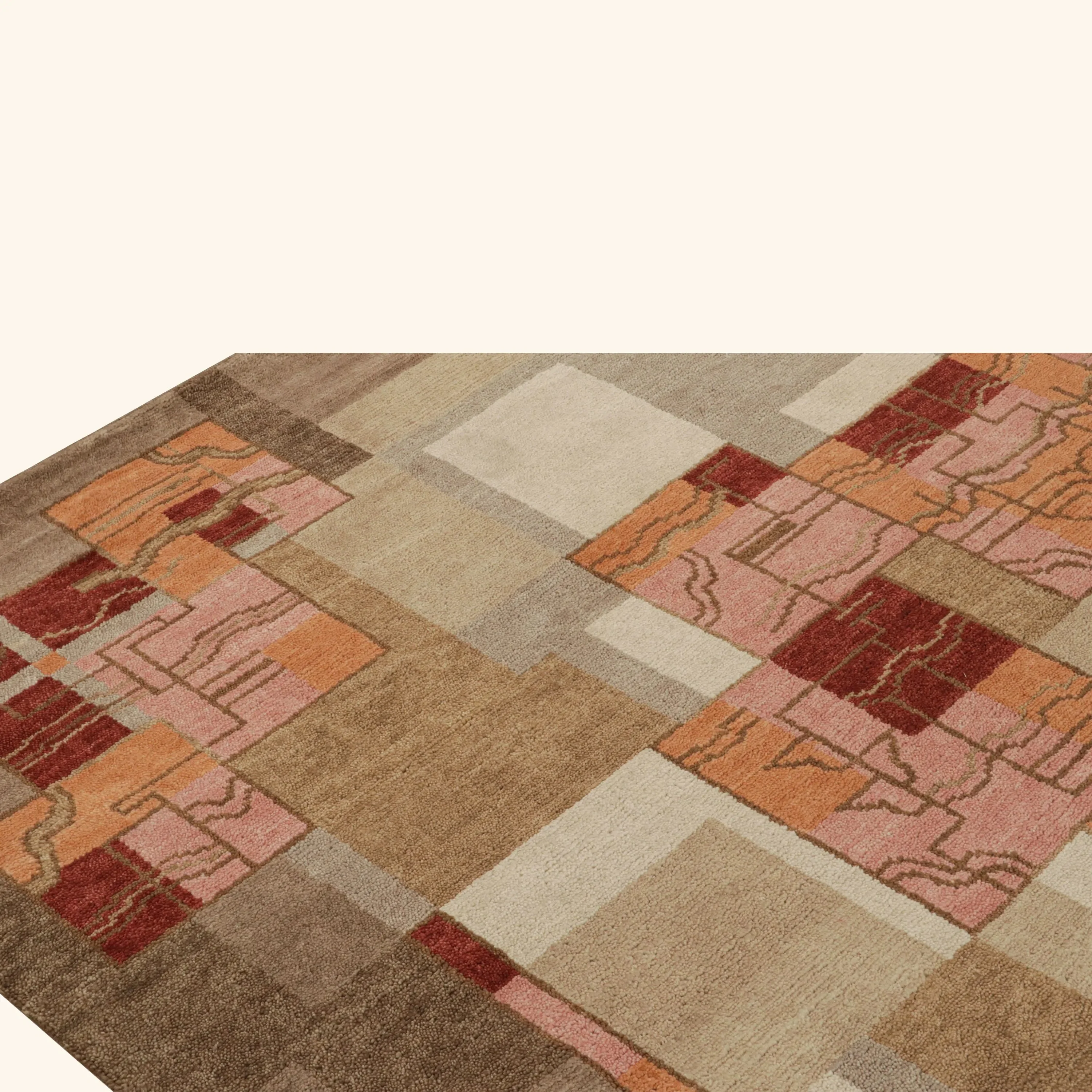 Brown Transitional Art Deco Wool Rug - 8'2" x 11'8" - Image 3