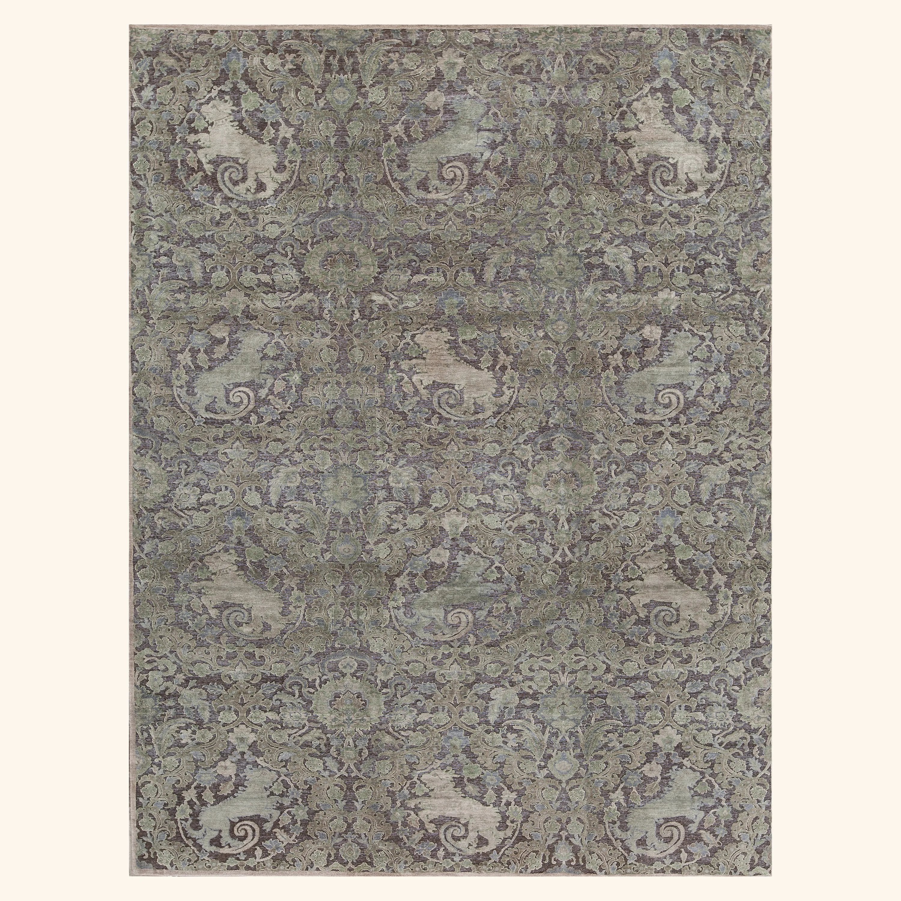 Sage Transitional Silk Wool Blend Rug - 10'1" x 13'9"