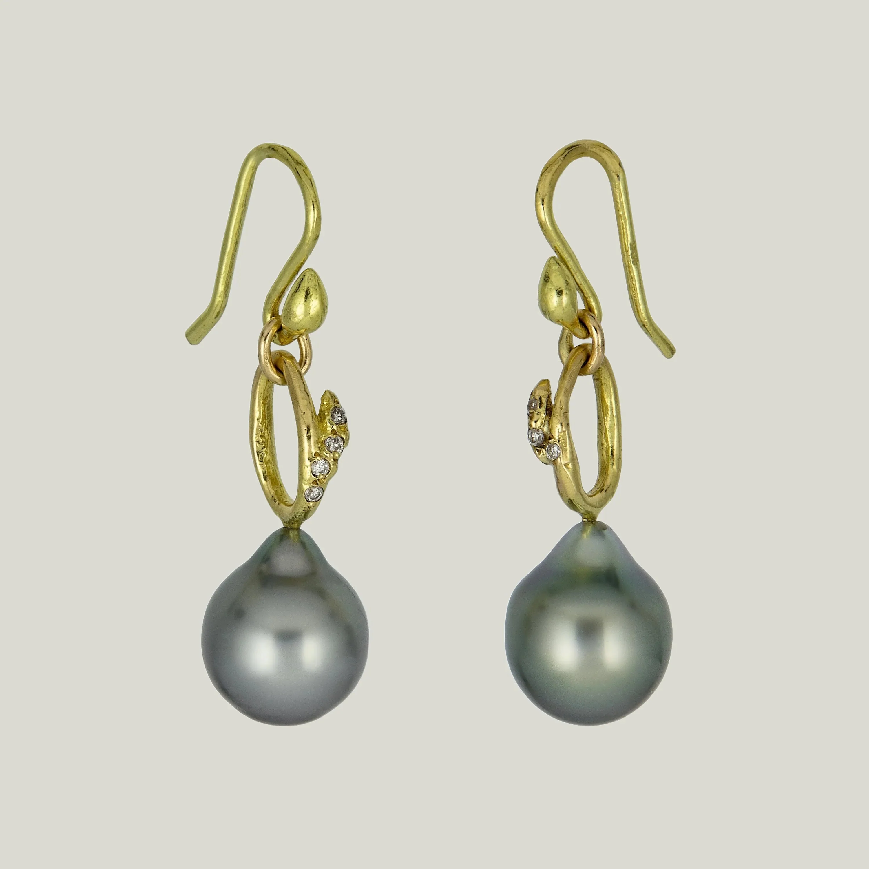 Budded Branch Tahitian Pearl Drops Earring