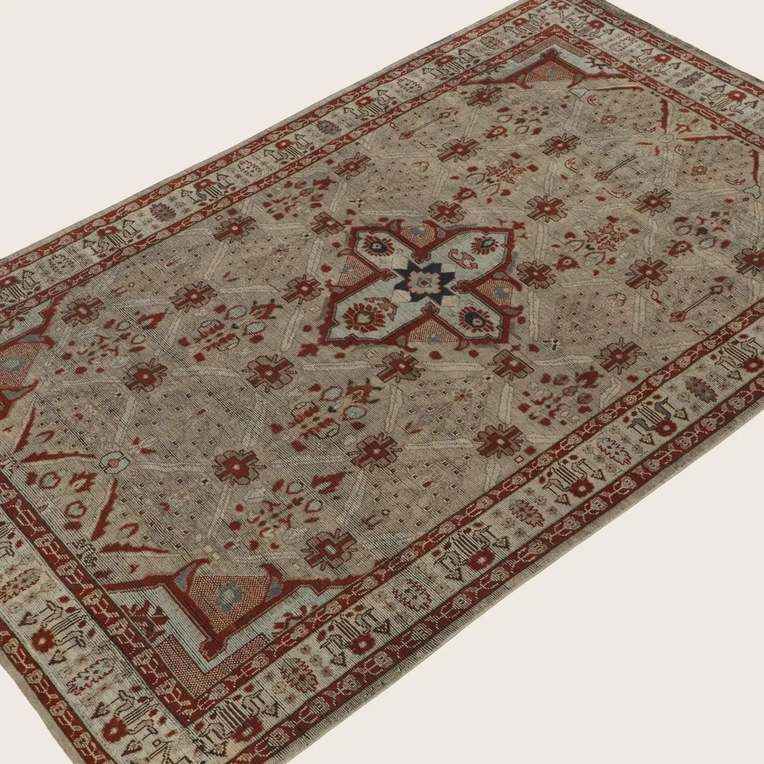 Brown Traditional Wool Rug - 6' x 9' - Image 2