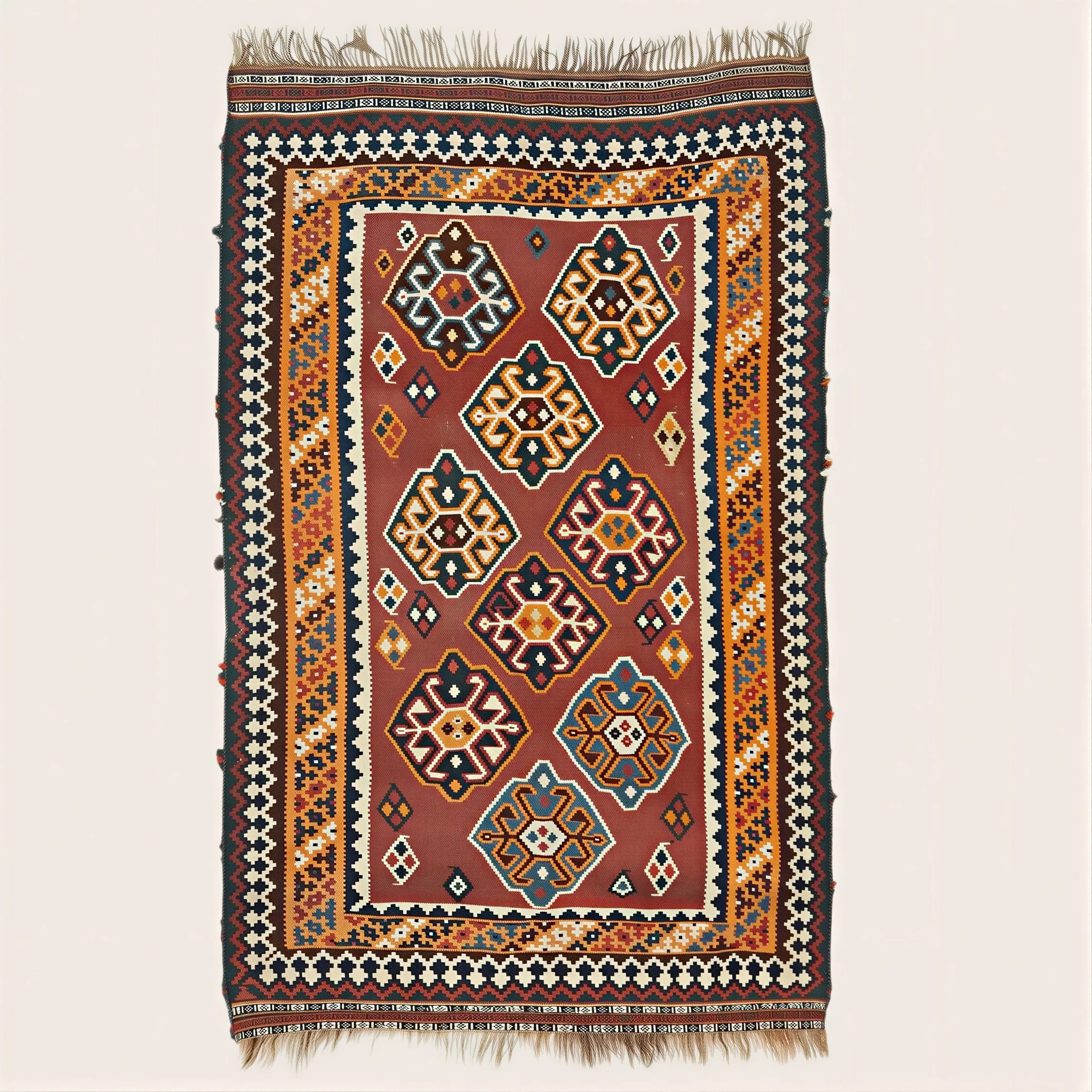 Multicolored Vintage Wool Kilim Rug - 4'7" x 7'3"