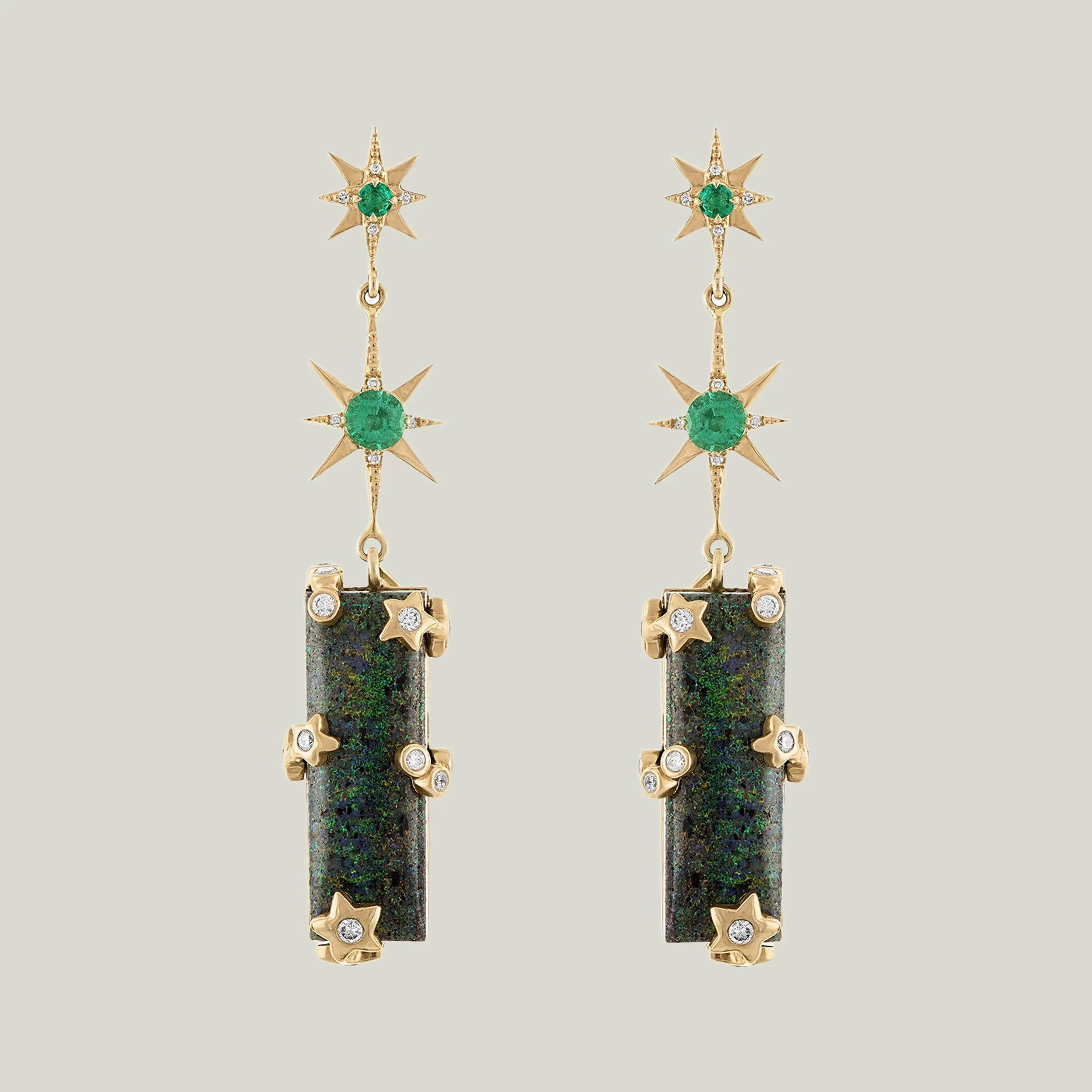 Celestial Transformer Emerald Opal Earrings