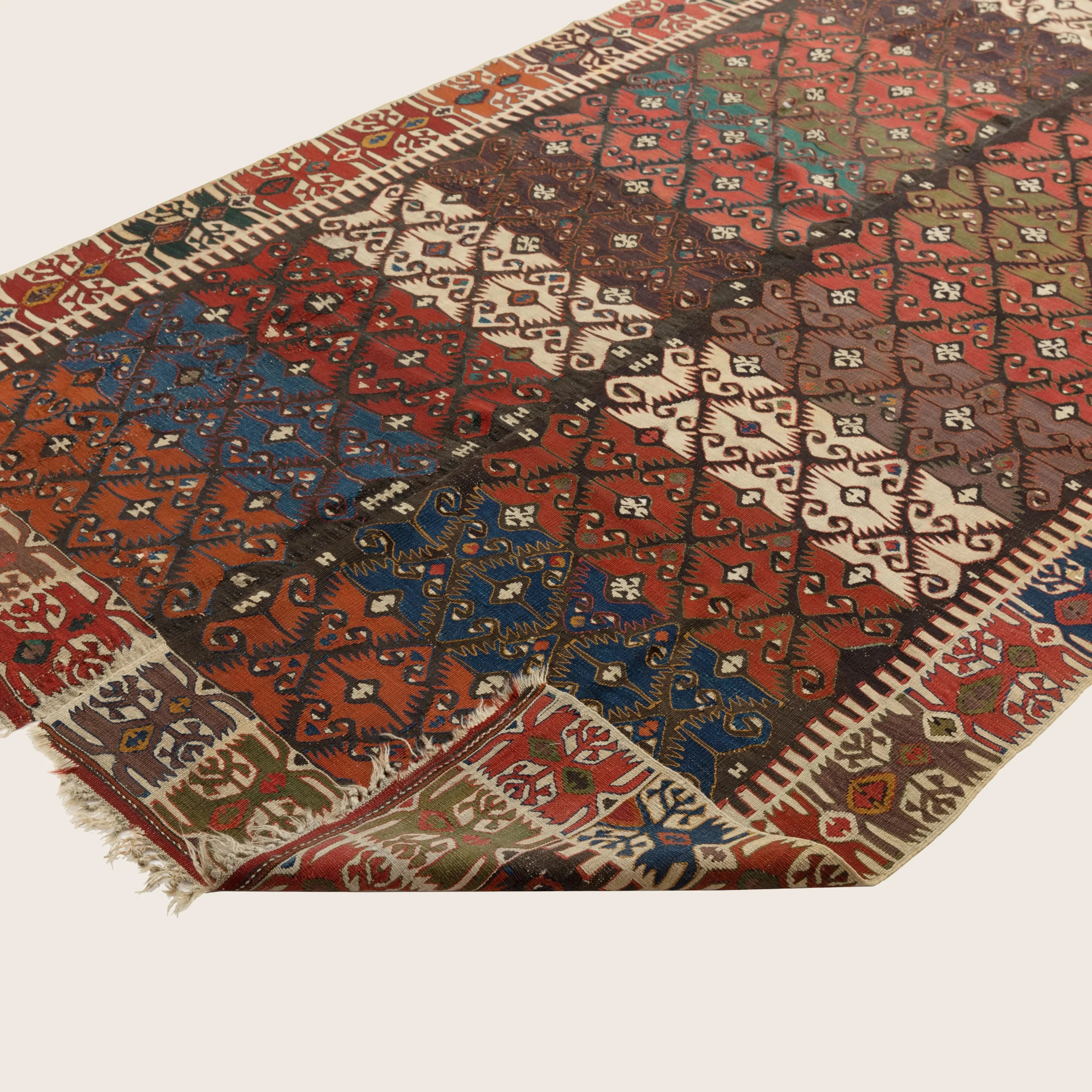 Multicolored Vintage Wool Kilim Rug - 5'7" x 13'3" - Image 4