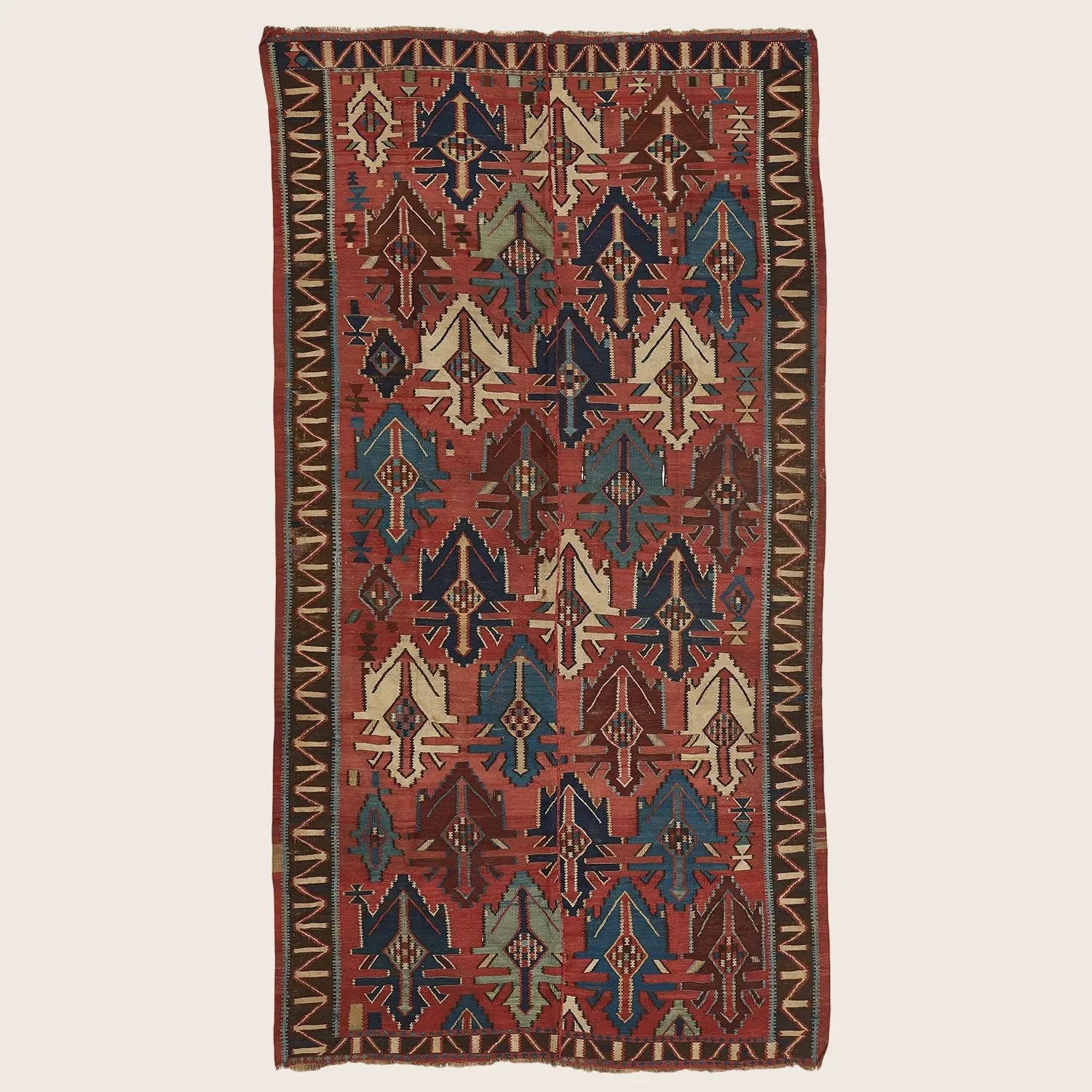 Red Vintage Wool Kilim Rug - 5'9" x 10'1"