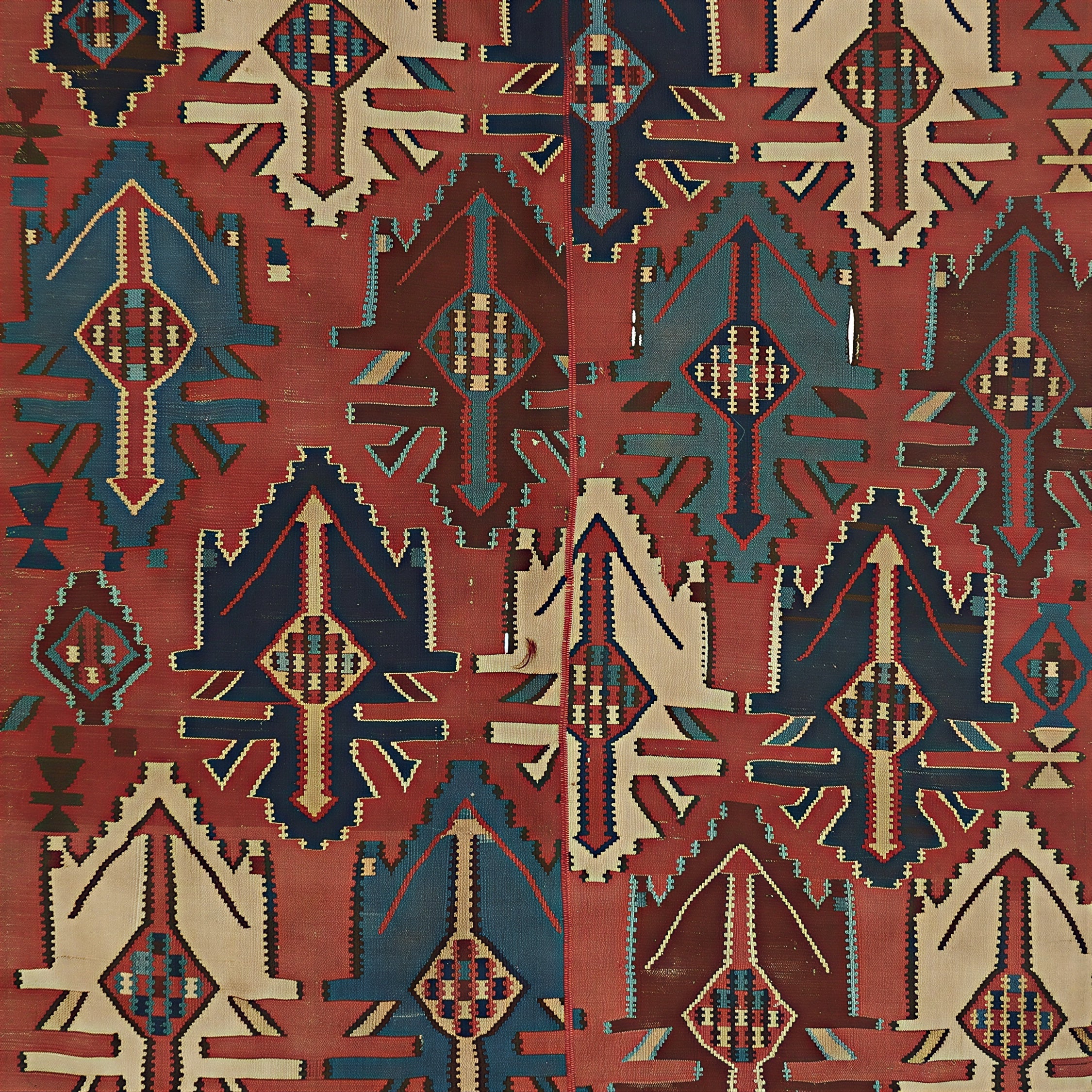 Red Vintage Wool Kilim Rug - 5'9" x 10'1" - Image 3