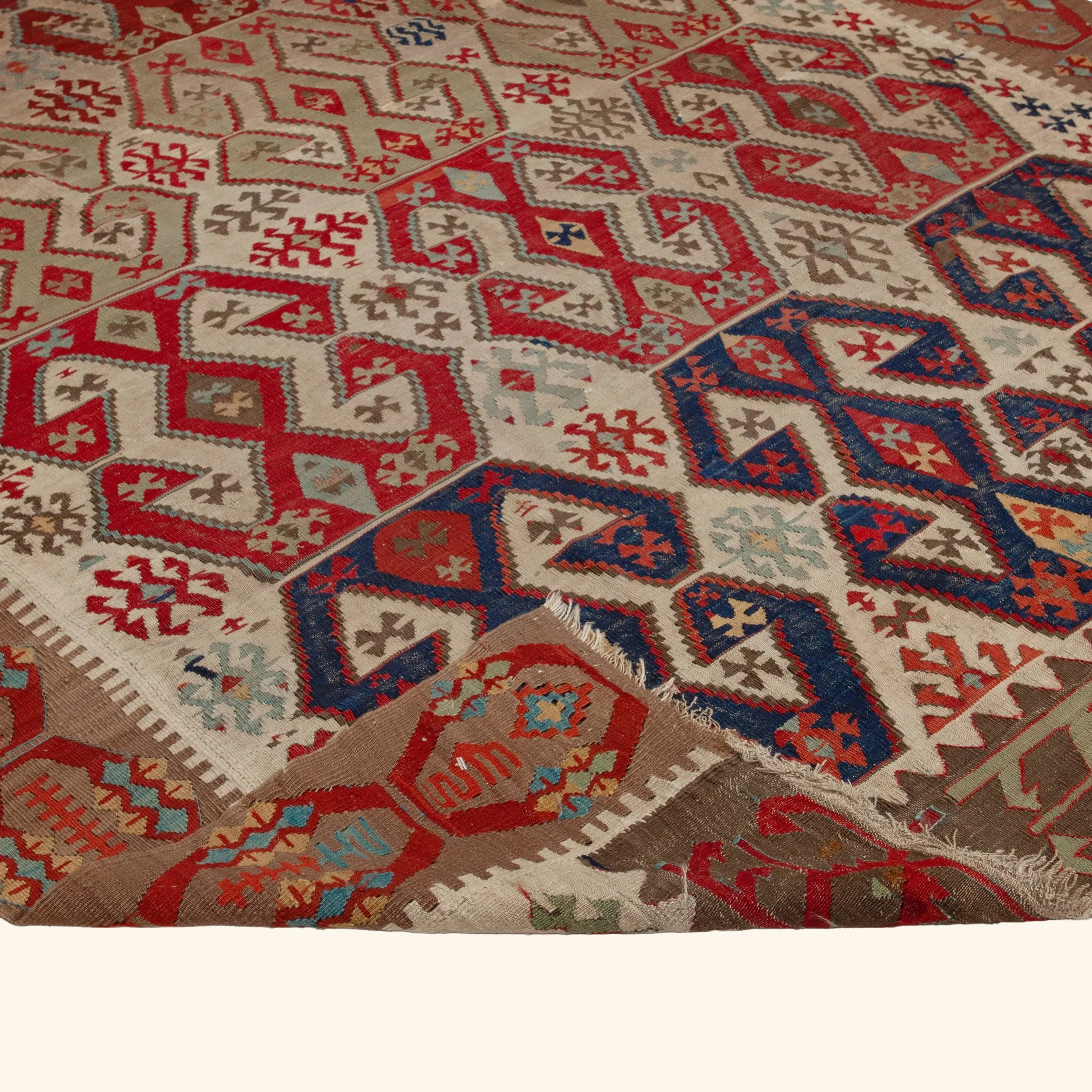 Brown Multicolored Vintage Wool Kilim Rug - 6'1" x 13' - Image 5
