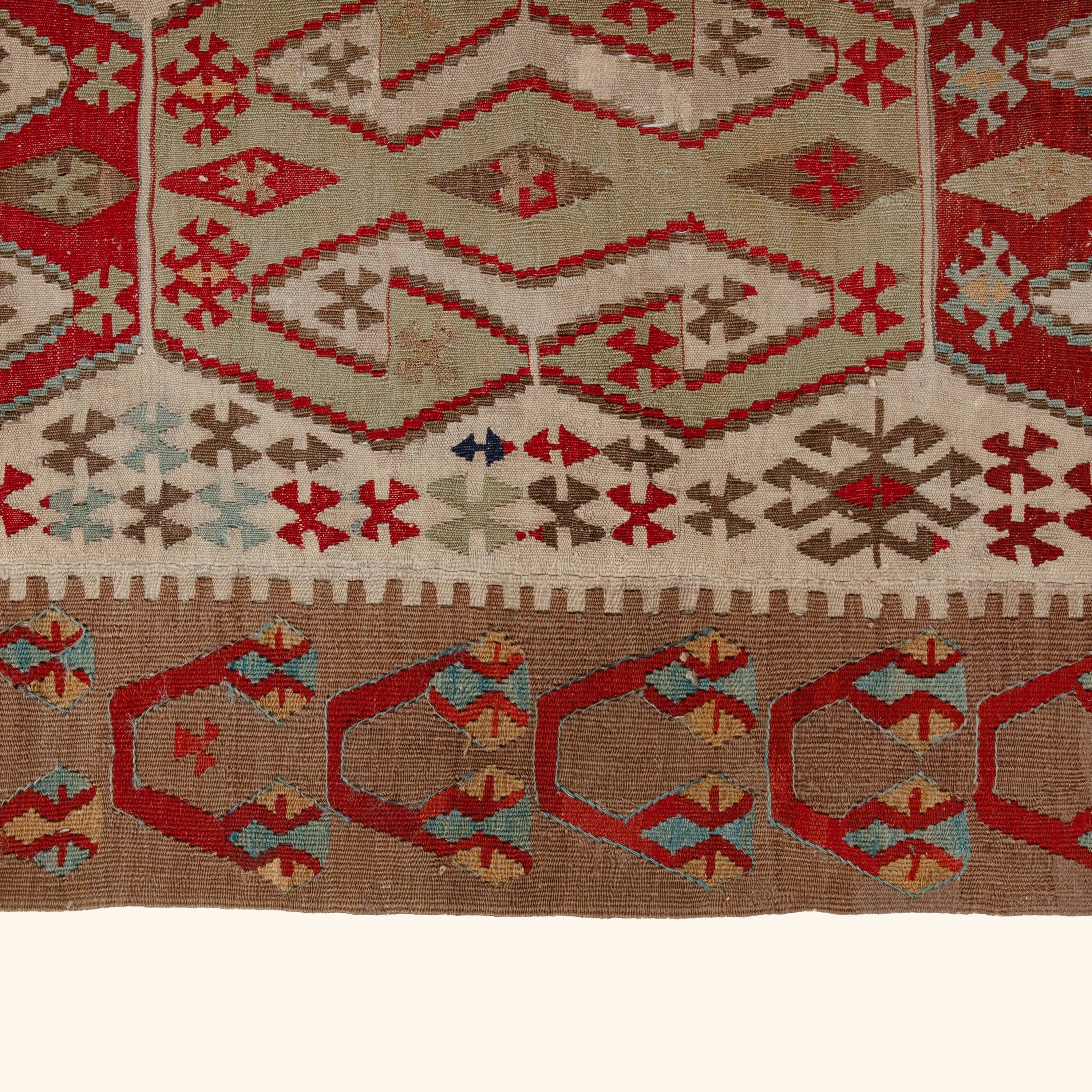 Brown Multicolored Vintage Wool Kilim Rug - 6'1" x 13' - Image 6