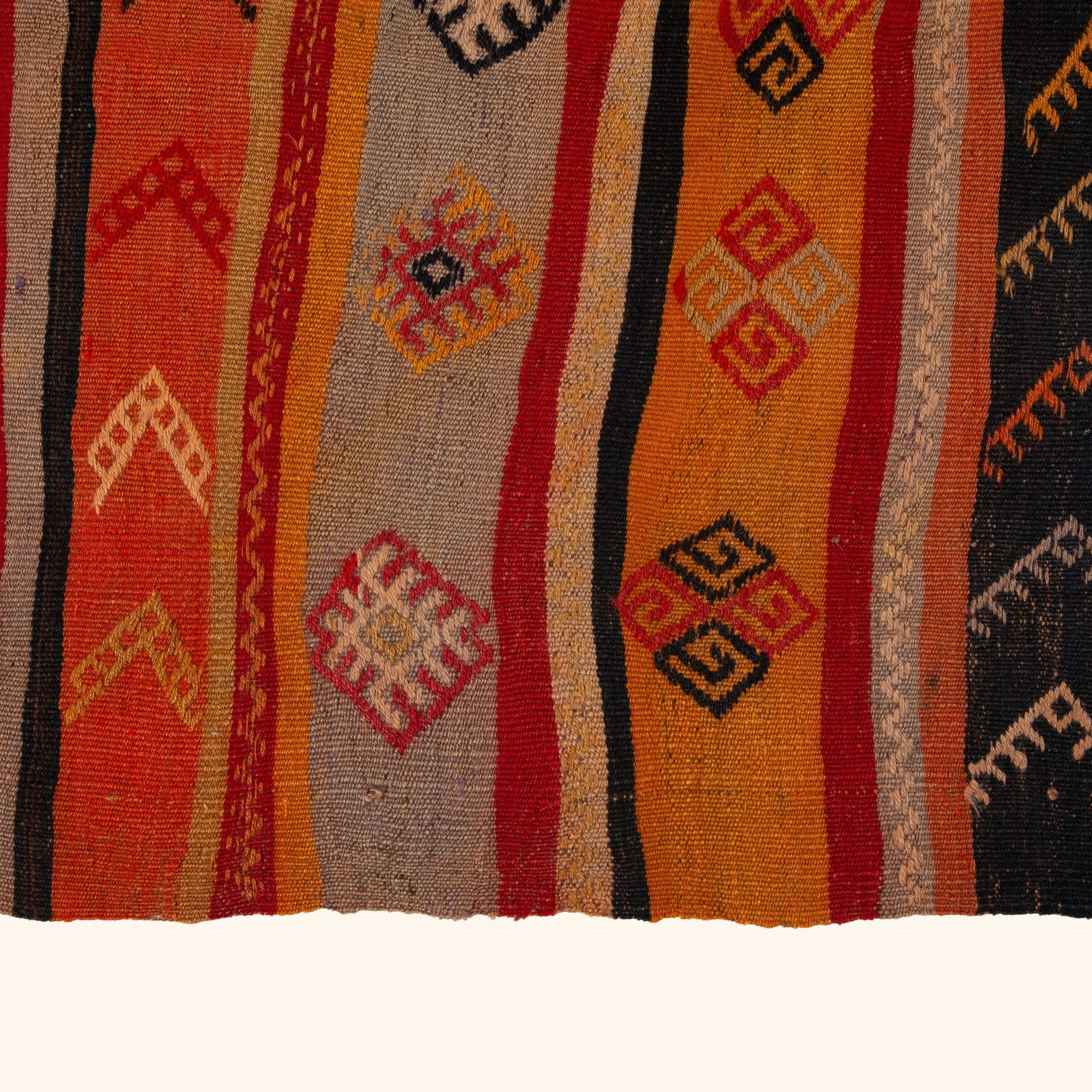 Red & Orange Vintage Wool Kilim Rug - 6'5" x 11'2" - Image 6