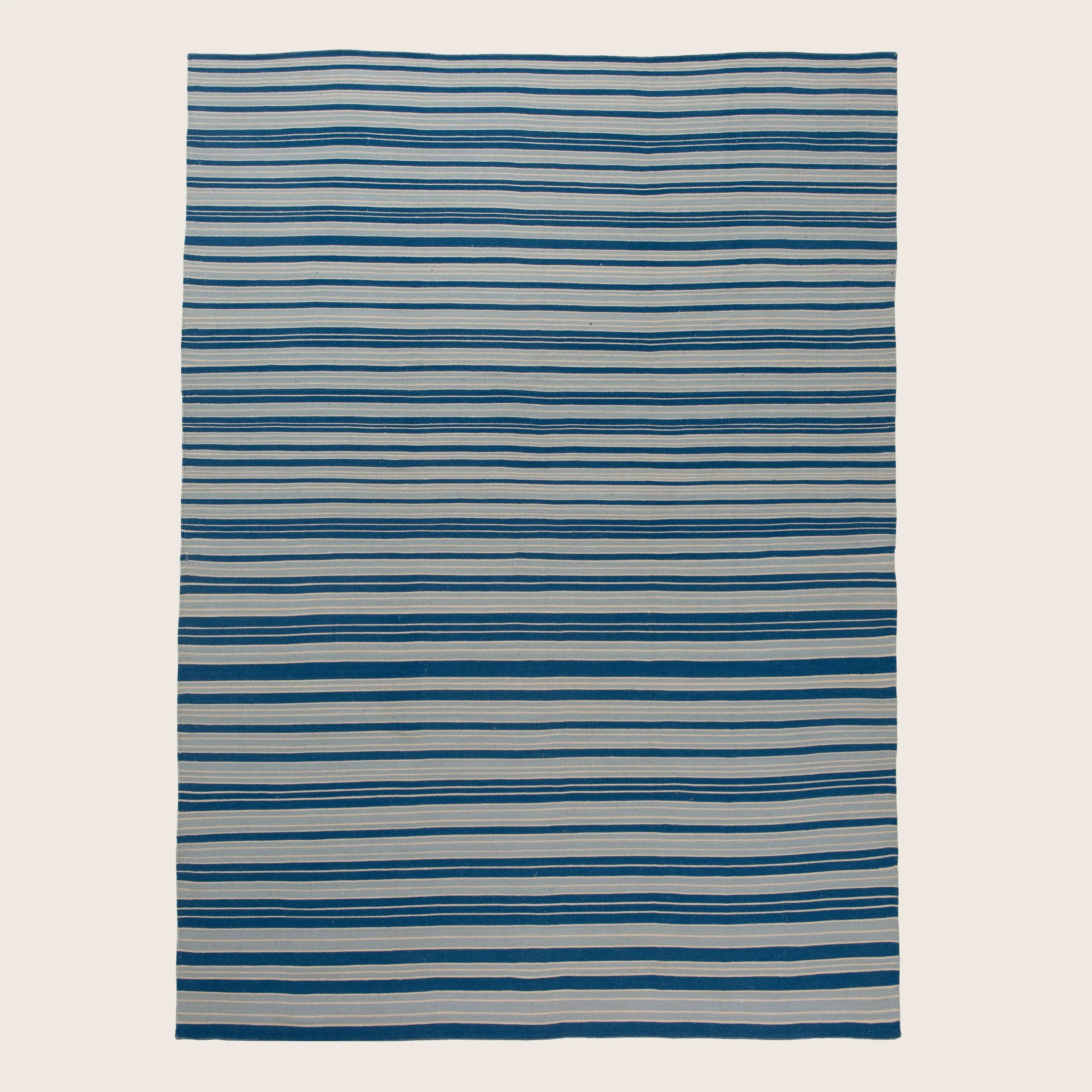 Blue & White Flatweave Cotton Rug - 9' x 12'2"
