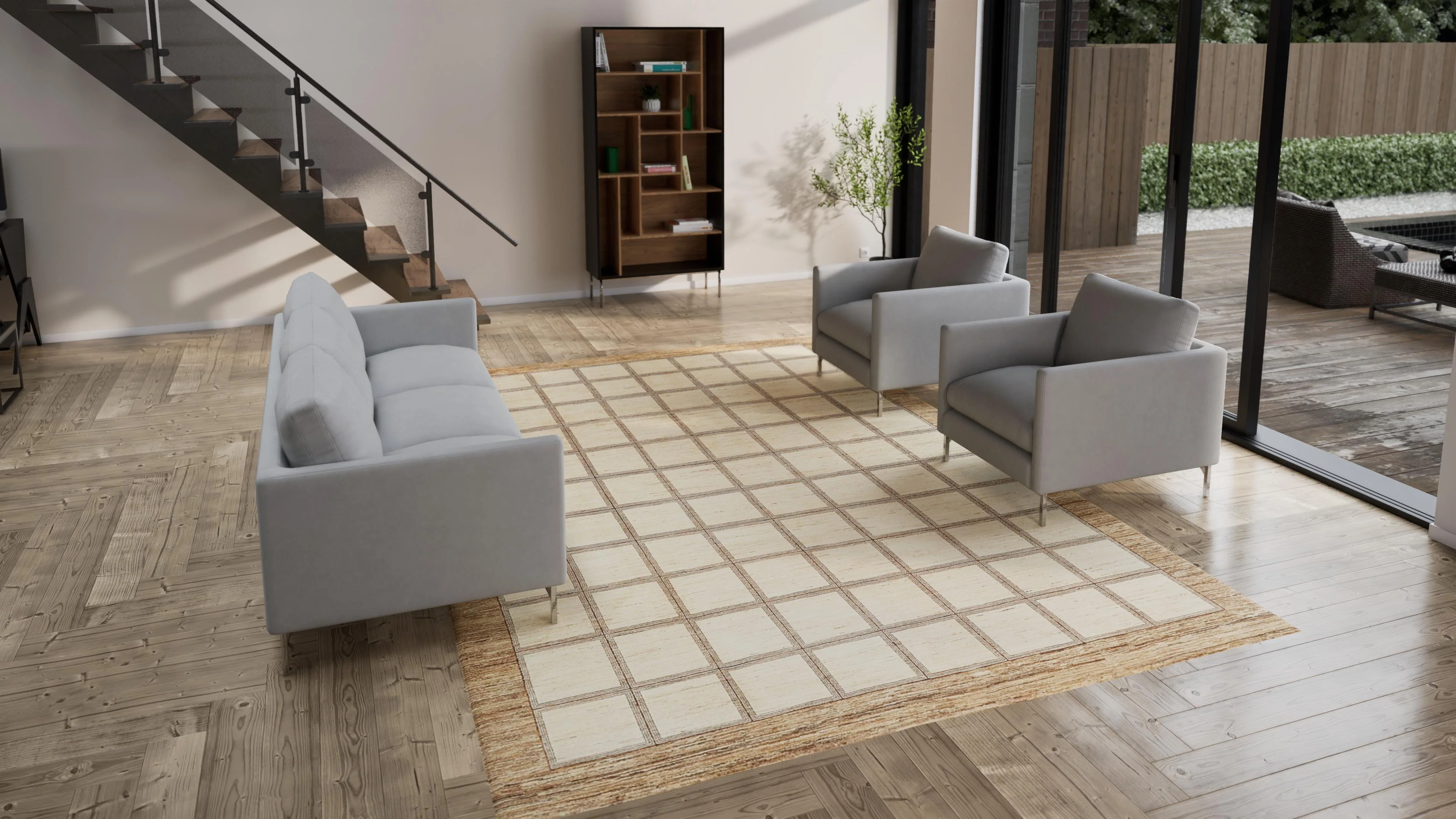 Beige Flatweave Wool Rug - 9'1" x 13'3" - Image 4
