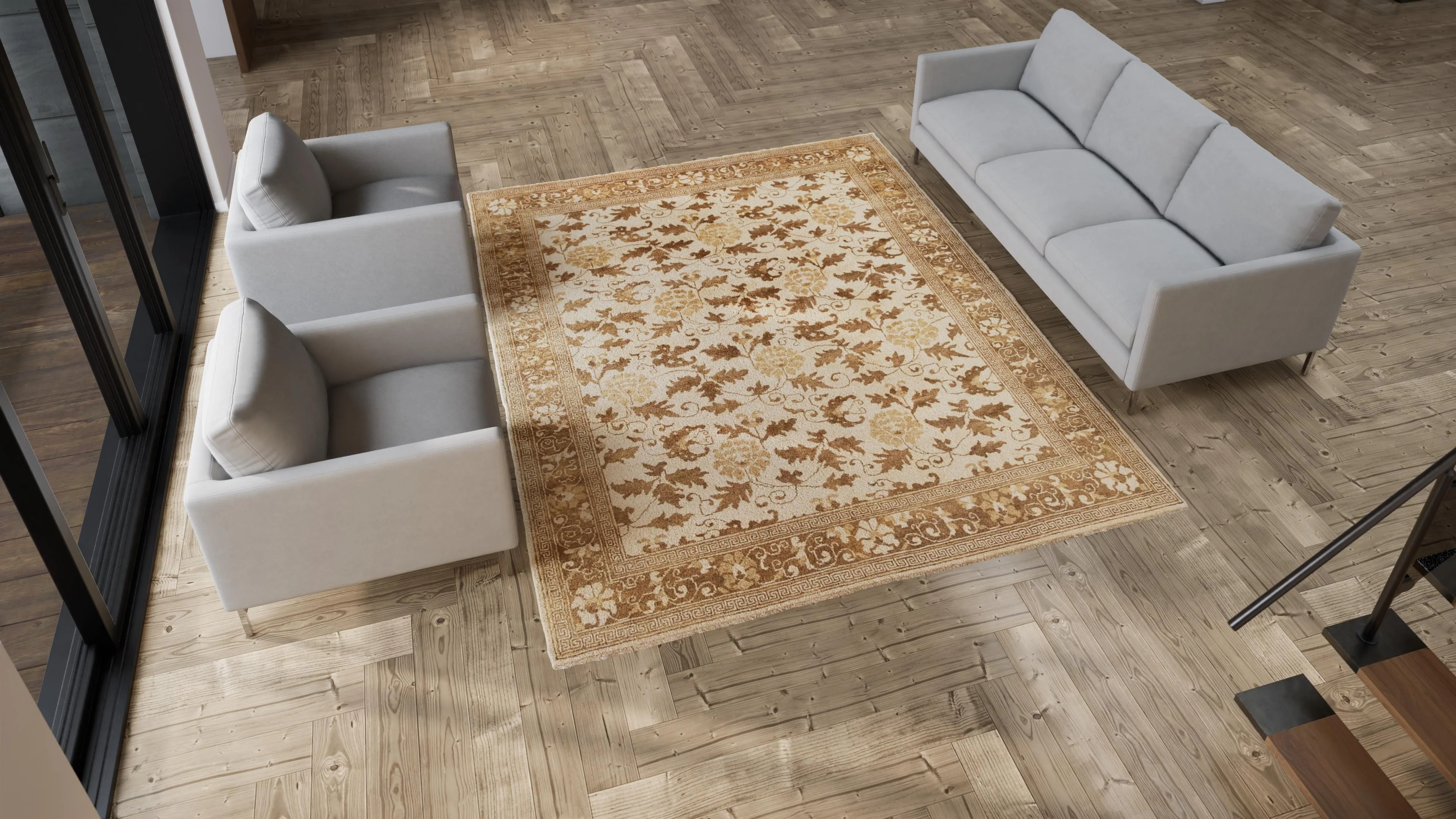 Chi Lotus Beige Wool Rug - 8' x 10' - Image 7