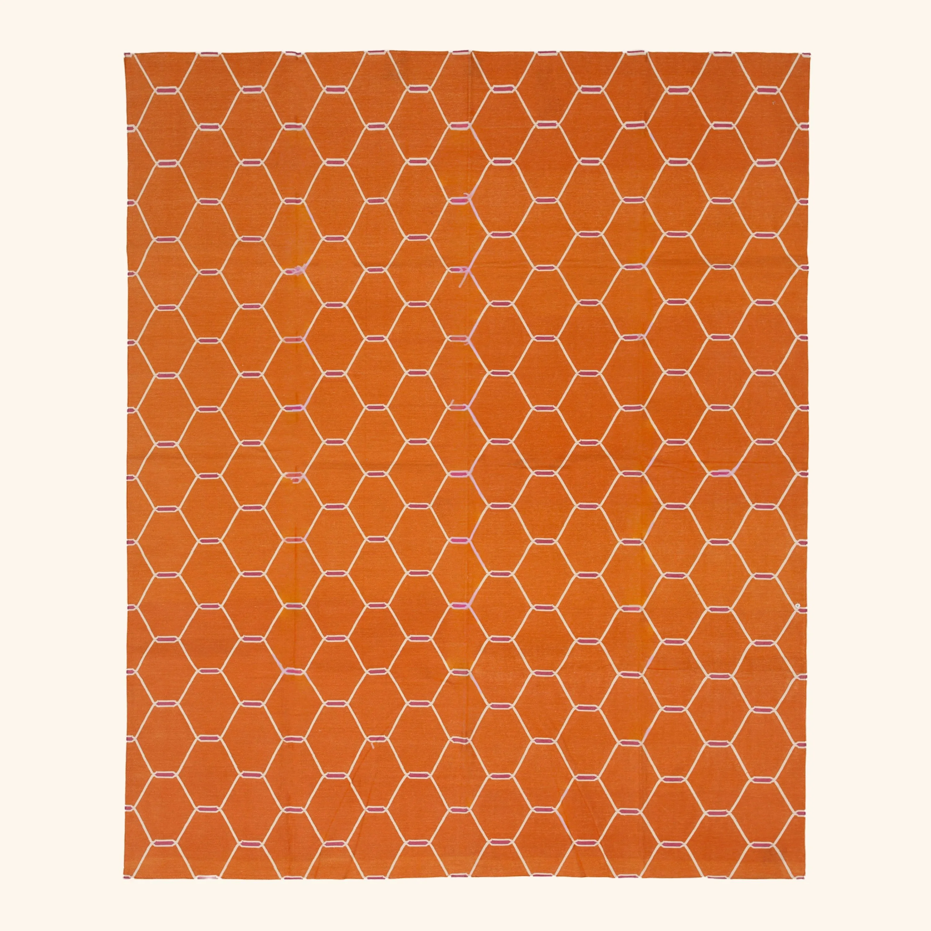 Orange Geometric Cotton Rug - 7'10" x 9'10"