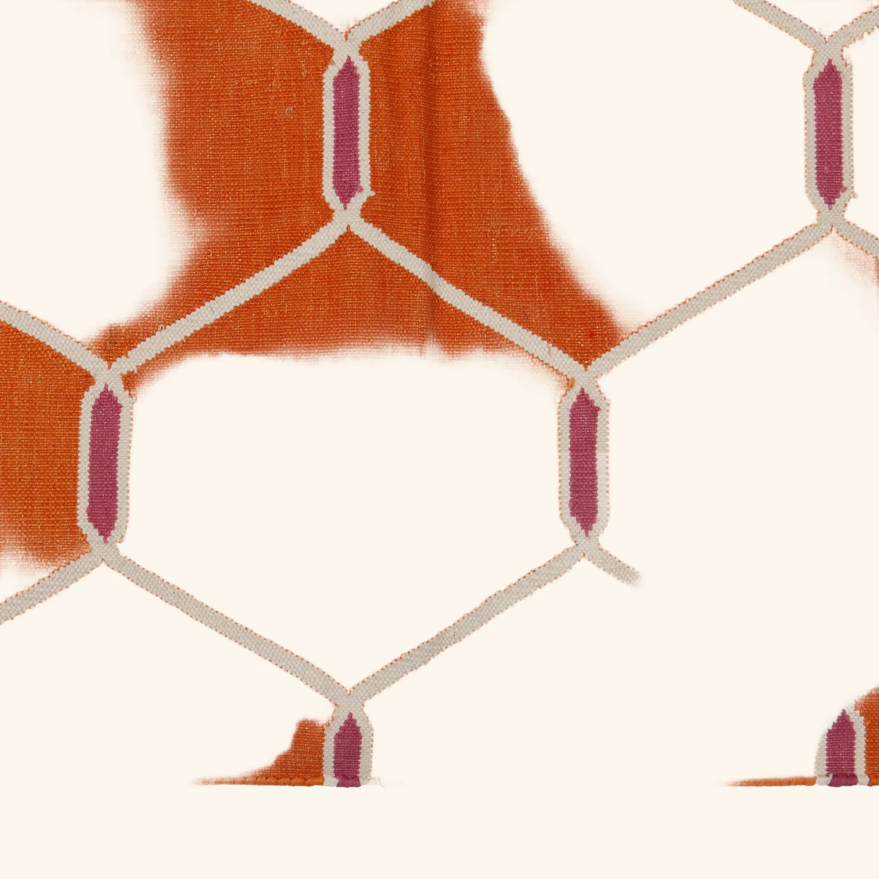 Orange Geometric Cotton Rug - 7'10" x 9'10" - Image 5