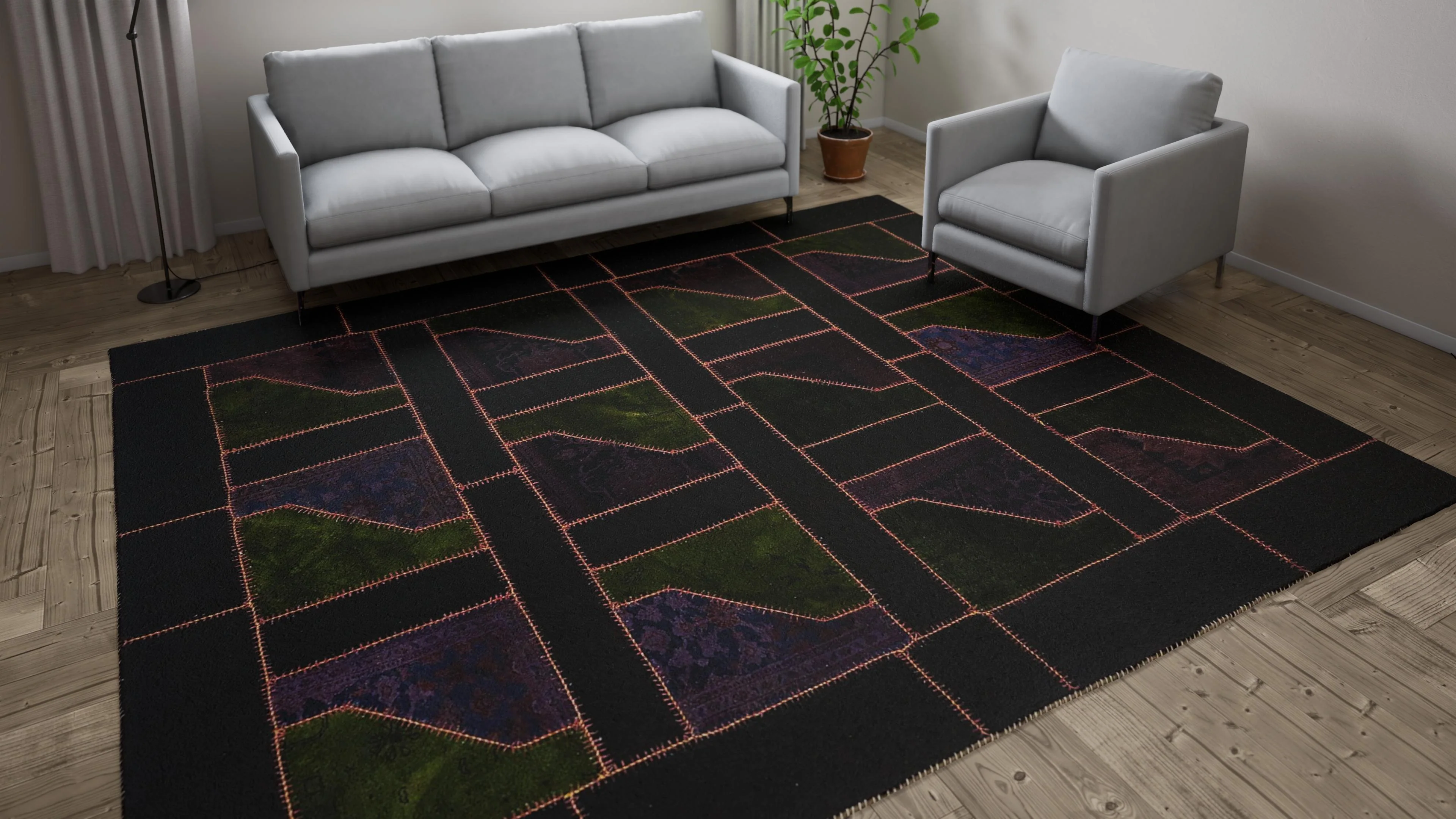 Multicolored Modern Wool Rug - 9'3" x 11'11" - Image 4