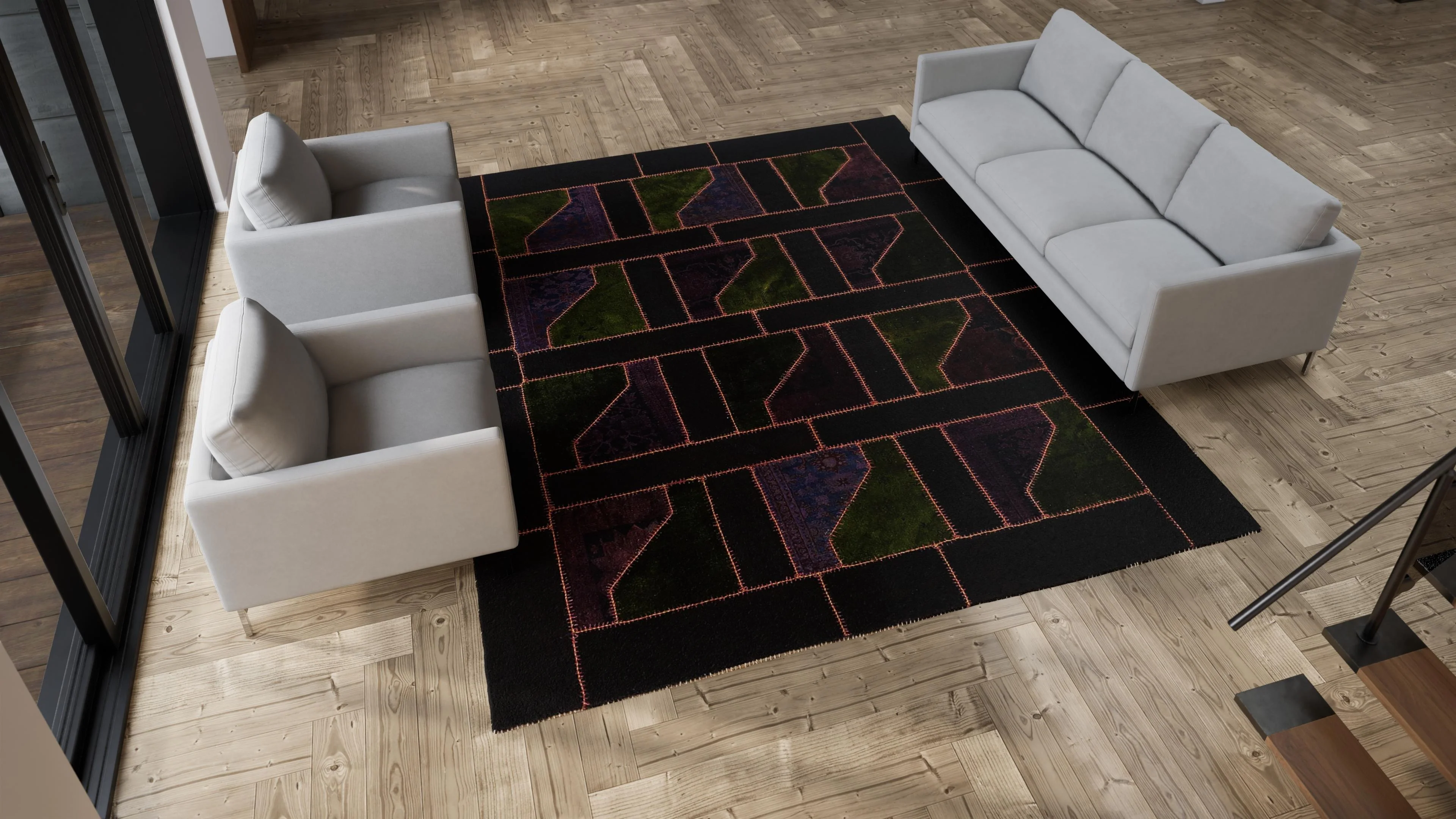 Multicolored Modern Wool Rug - 9'3" x 11'11" - Image 5
