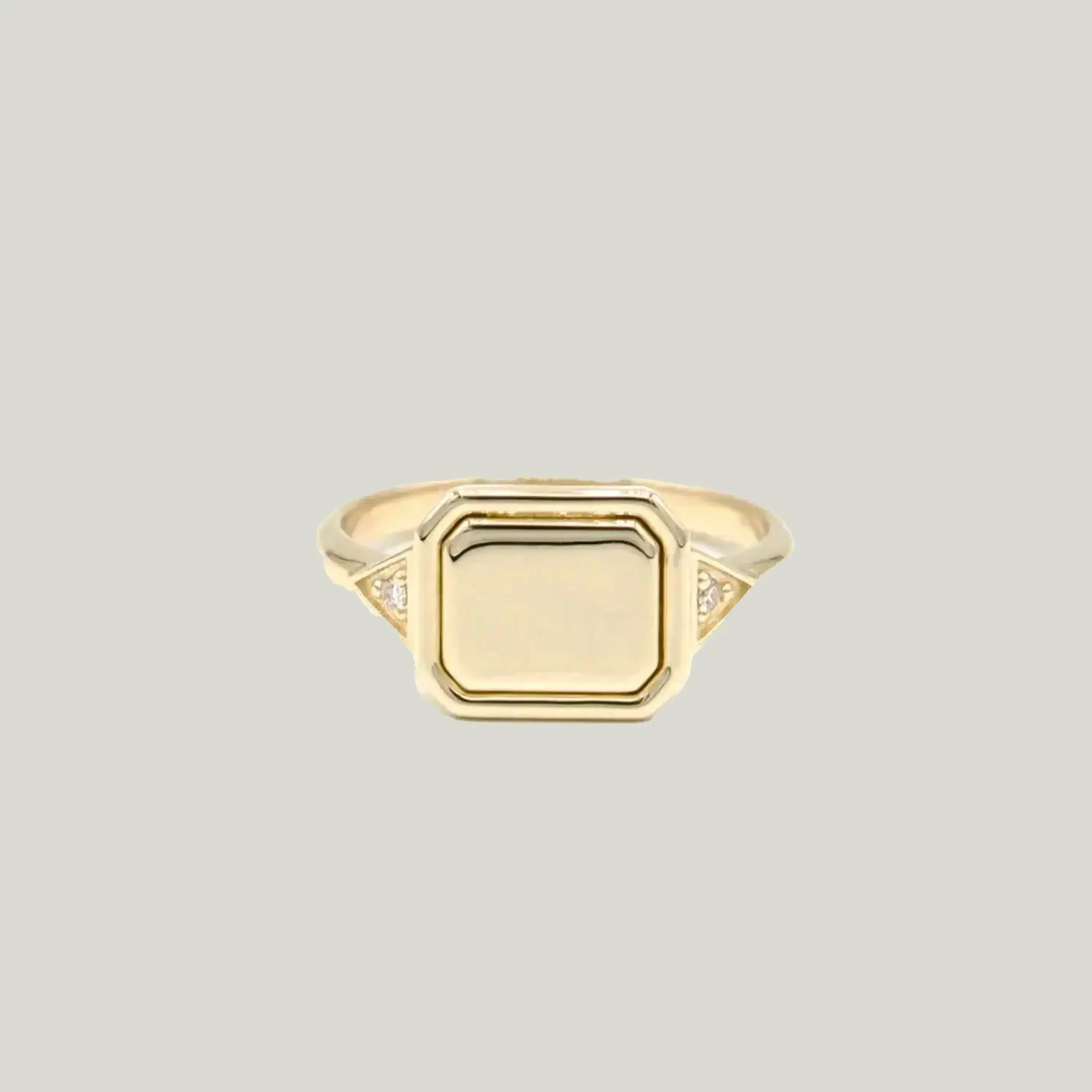 Contemporary Edwardian Ring with Gold Inlay and Diamonds