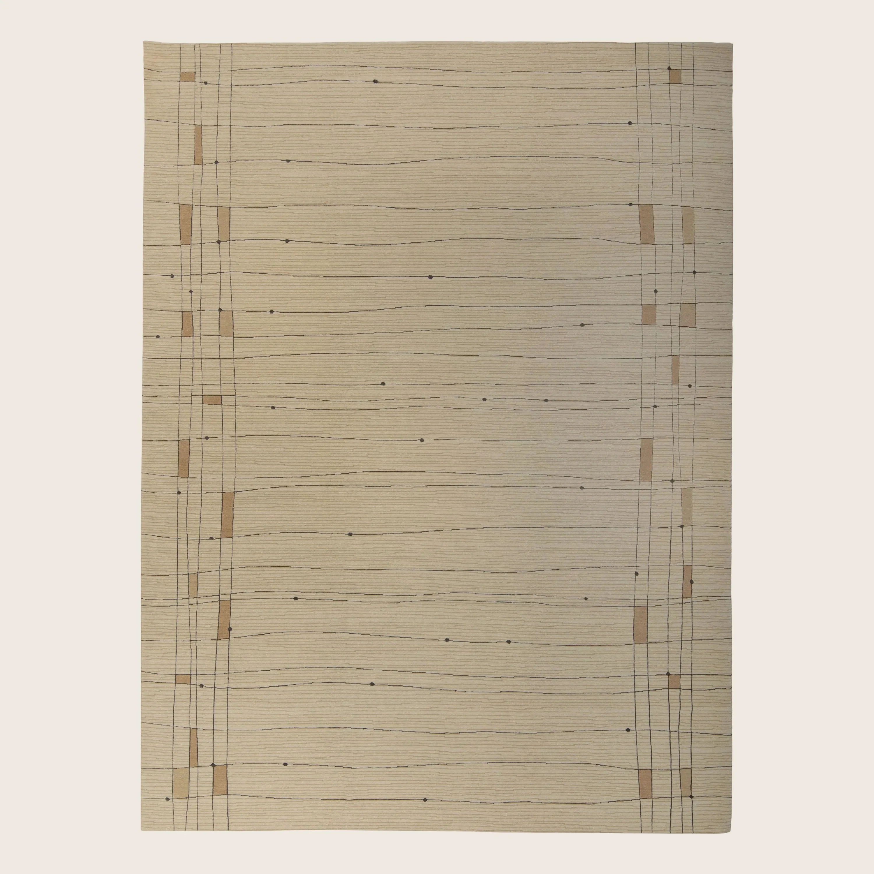 Cream Contemporary Tibetan Wool Rug - 9' x 12'