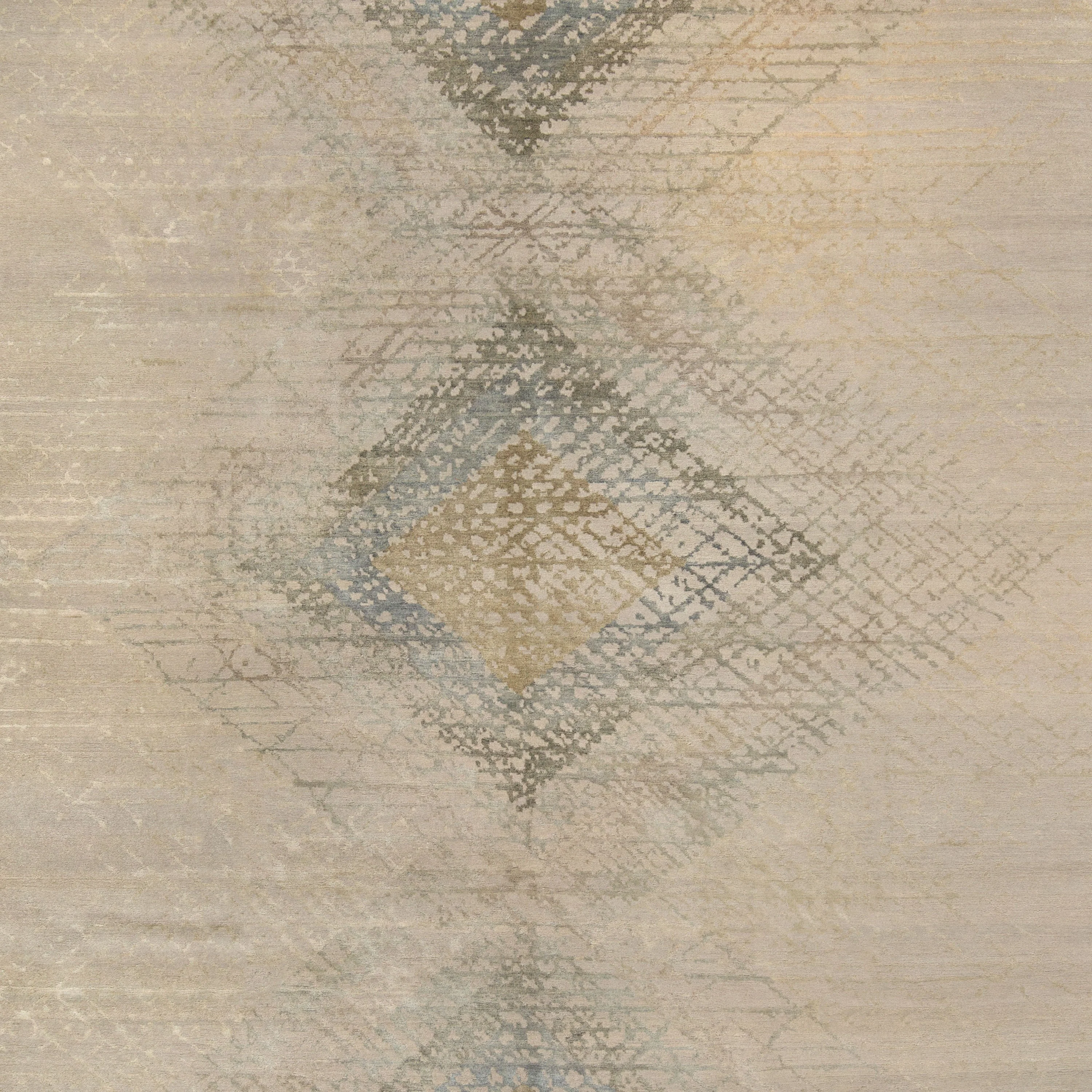 Blue Grey Contemporary Wool Silk Blend Rug - 10' x 14' - Image 2