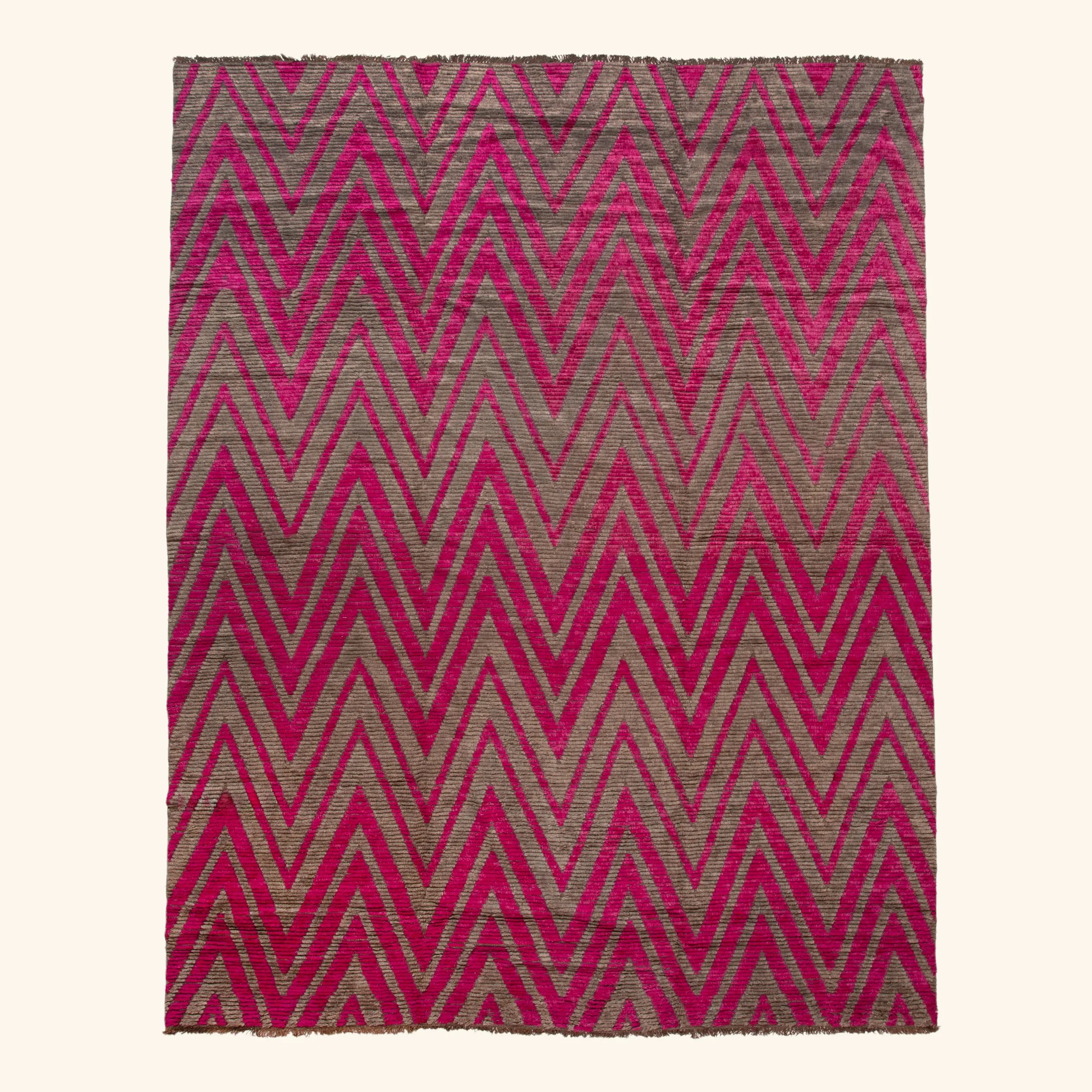 Pink Modern Wool Rug - 12' x 15'