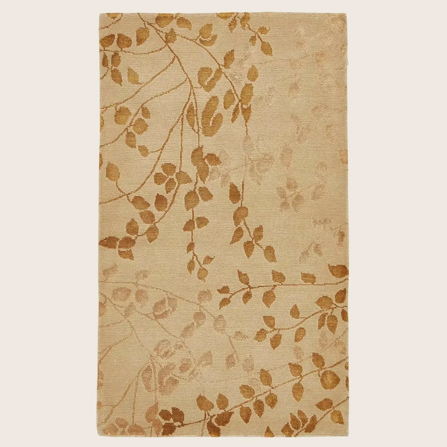 Beige Transitional Tibetan Wool Rug - 2' x 4'