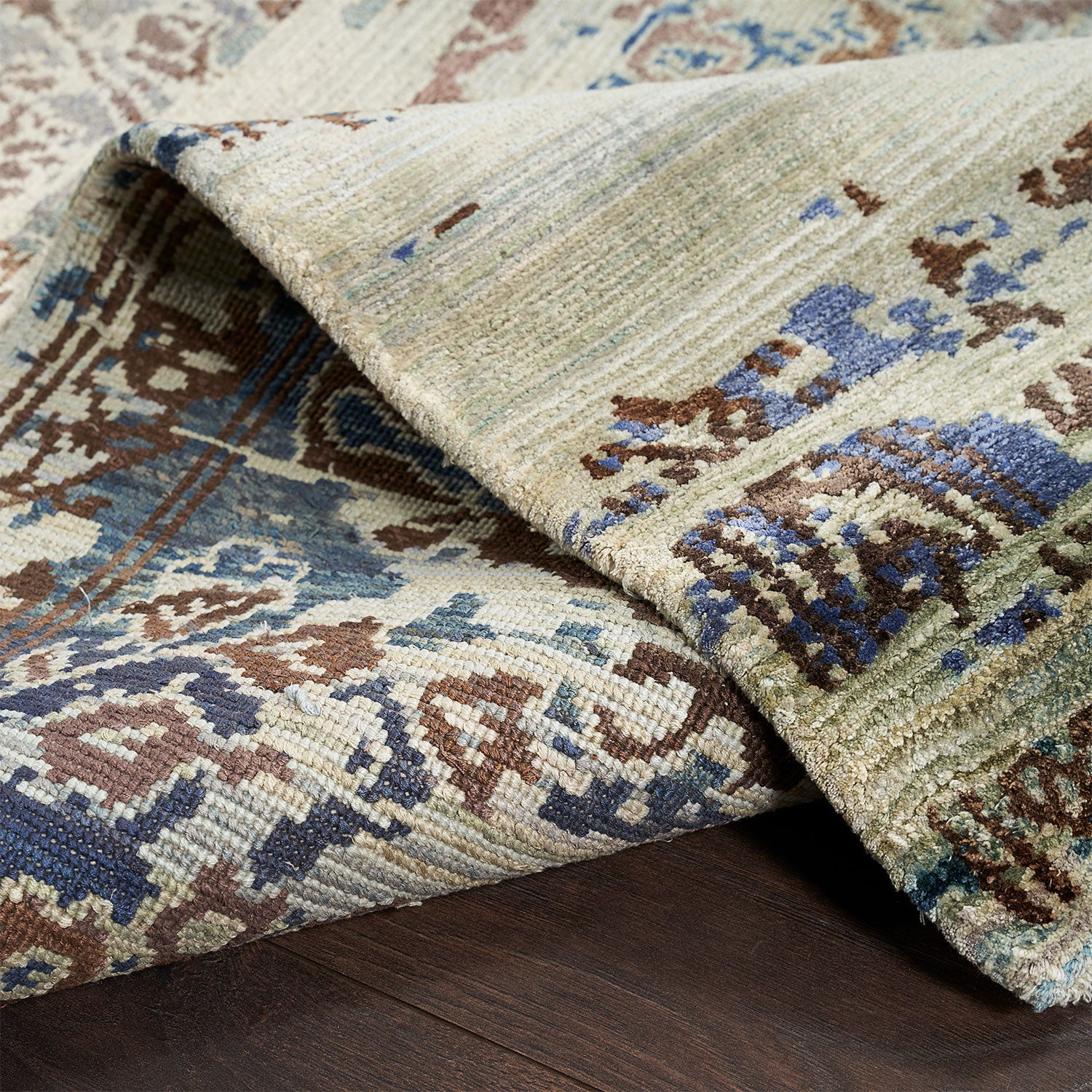 Multicolored Nu Vibrant Modern Tibetan Silk Rug - 9' x 11'1" - Image 3
