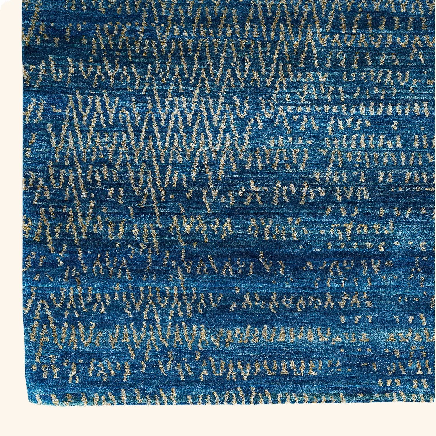 Blue Nu Vibrant Modern Tibetan Silk Rug - 9' x 12'1" - Image 3