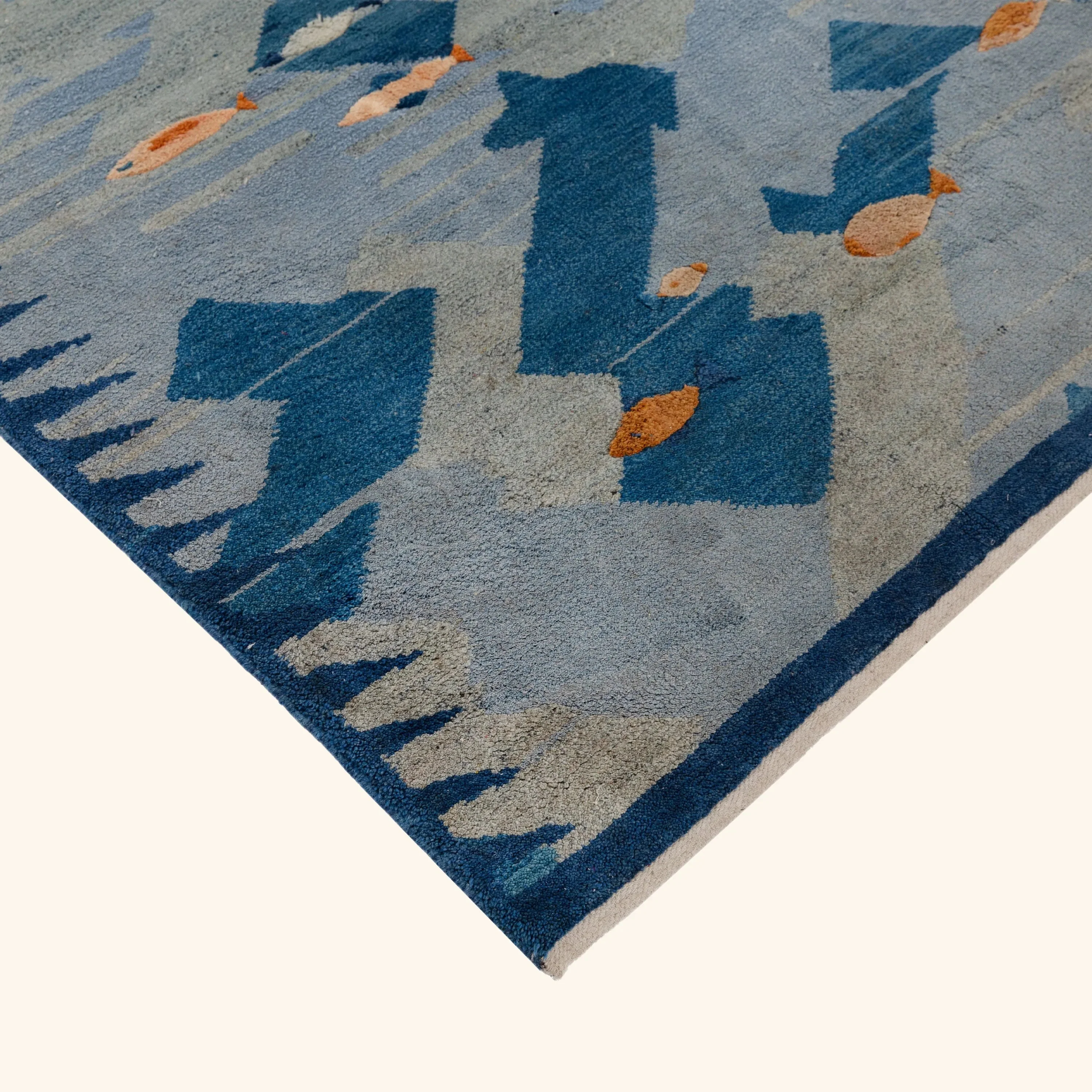 Blue Contemporary Swedish-Inspired Wool Rug - 8'2" x 9'11" - Image 4