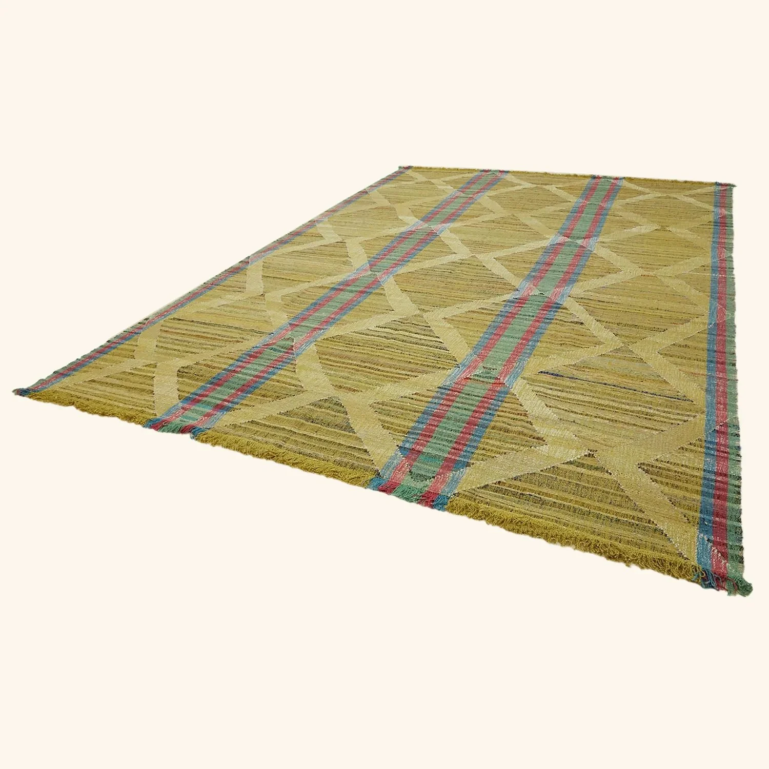 Green Flatweave Wool Cotton Blend Rug - 10'3" x 14'9" - Image 4