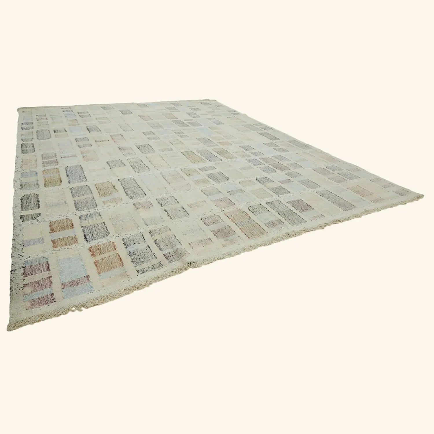 Beige Flatweave Wool Cotton Blend Rug - 13'2" x 15'8" - Image 3