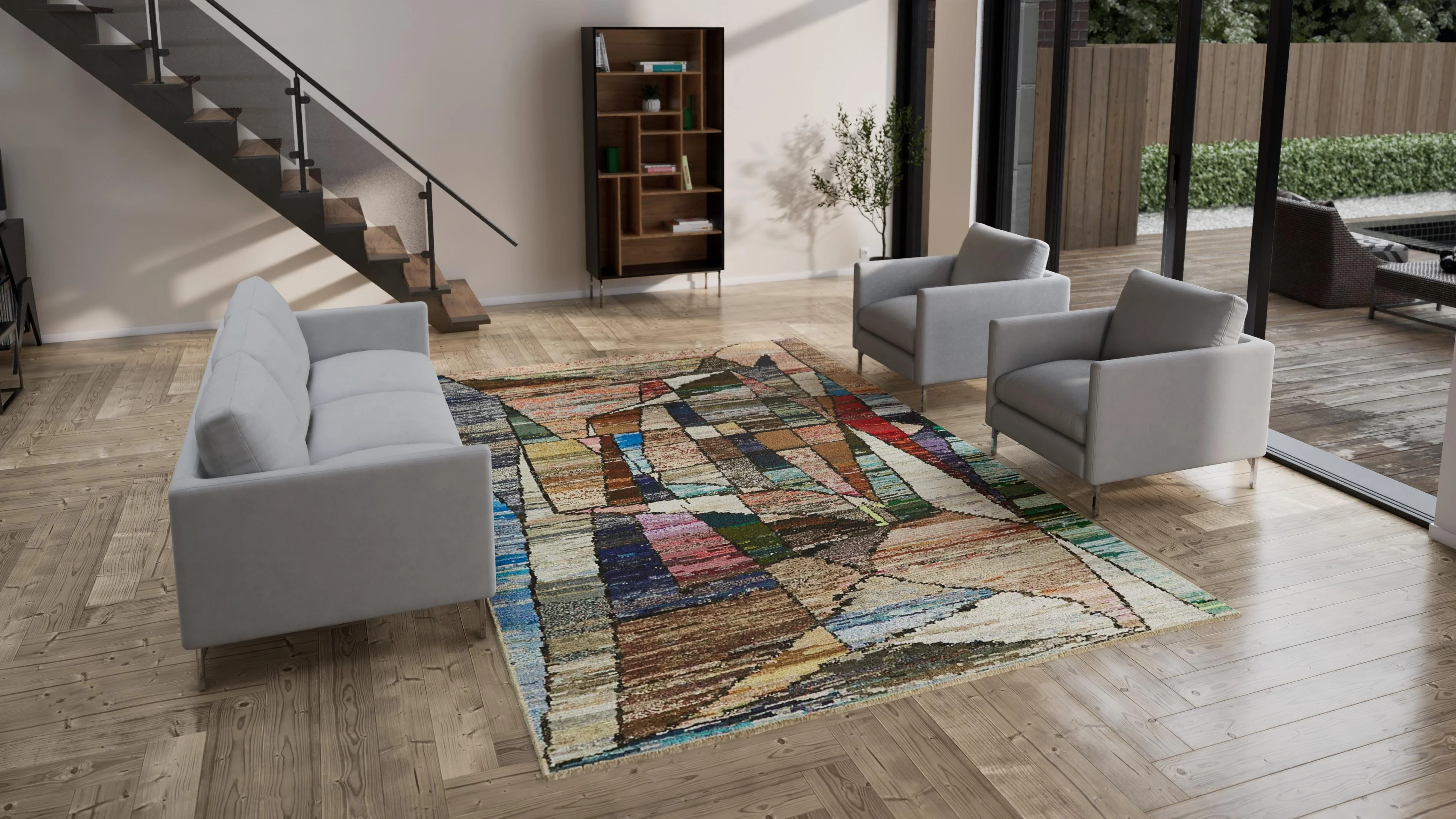 Multicolored Moroccan Wool Cotton Blend Rug - 8'3" x 12'7" - Image 3