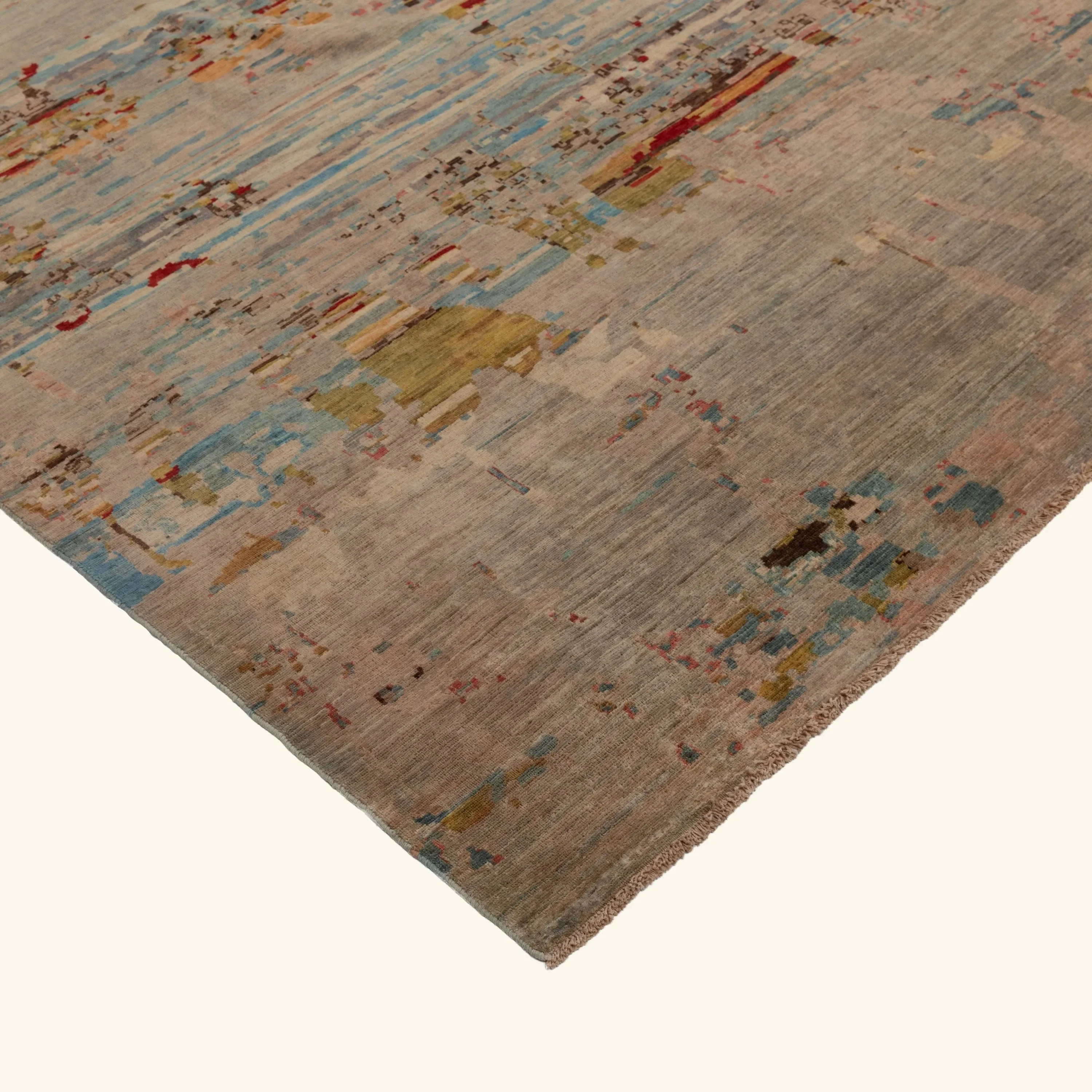 Multicolored Aurora Tibetan Modern Wool & Silk Rug - 12'1" x 15'6" - Image 3