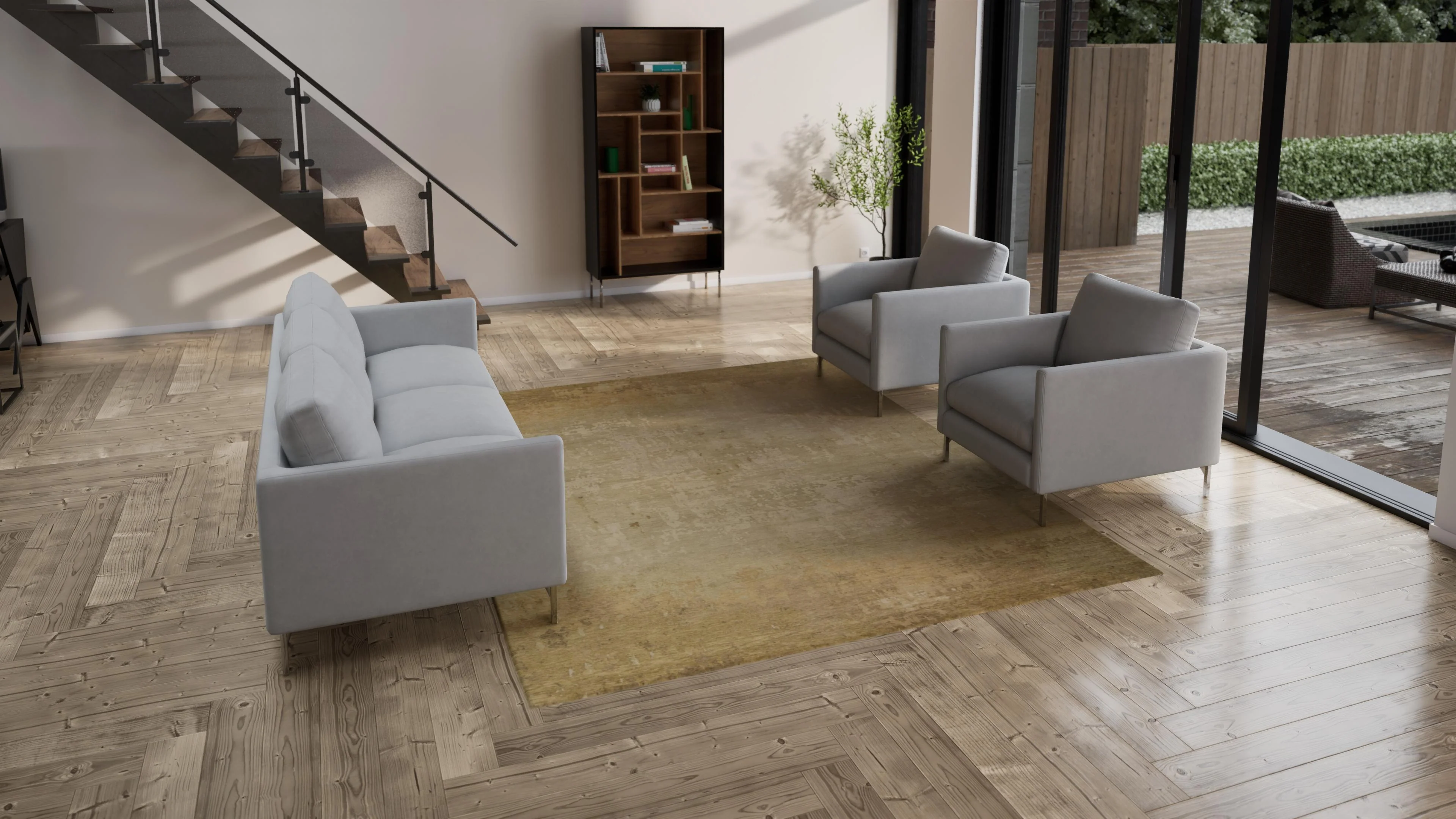 Beige Aurora Tibetan Modern Wool Rug - 8' x 10' - Image 3