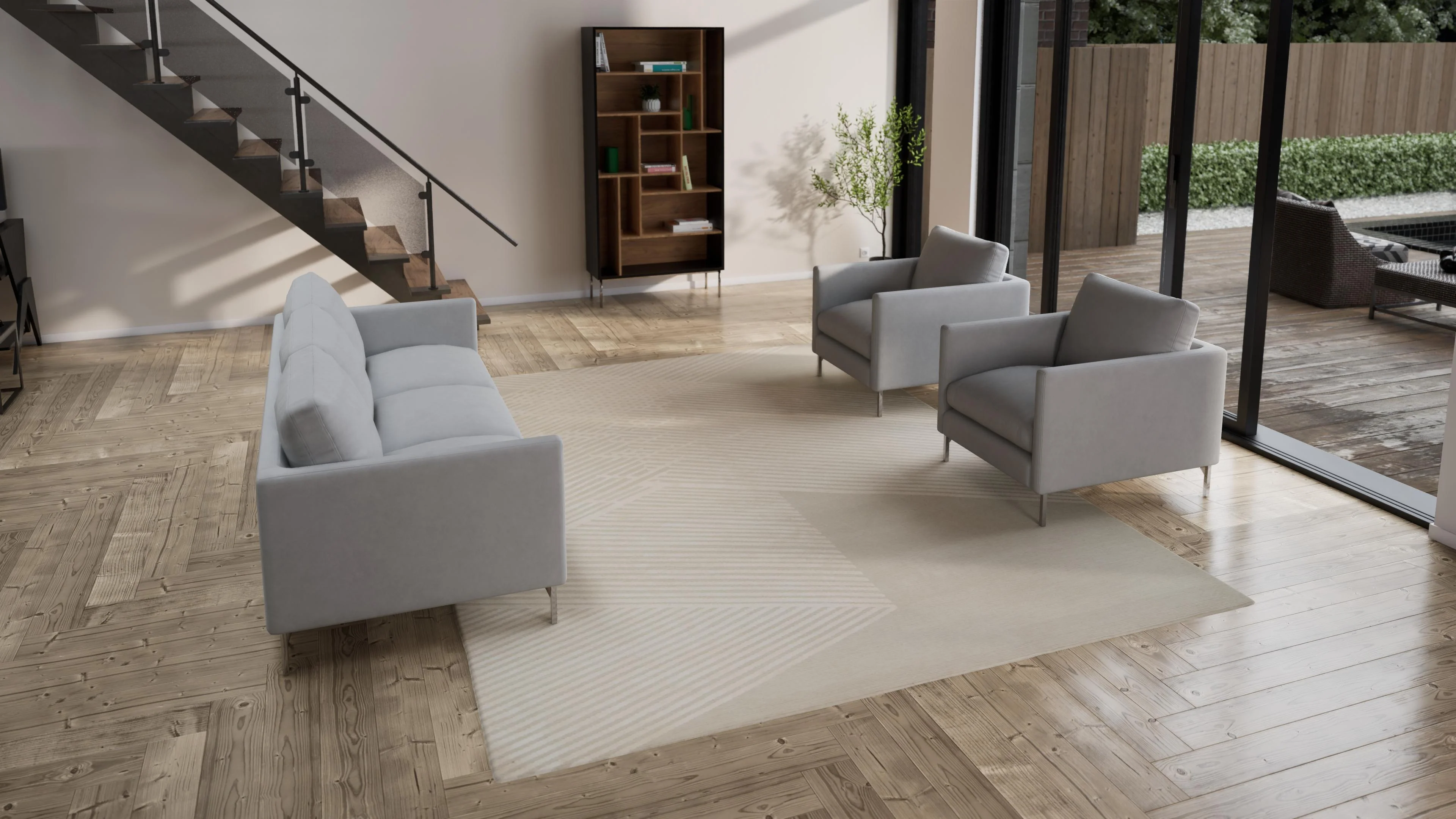 Cream Contemporary Wool Silk Linen Blend Rug - 9' x 12' - Image 3