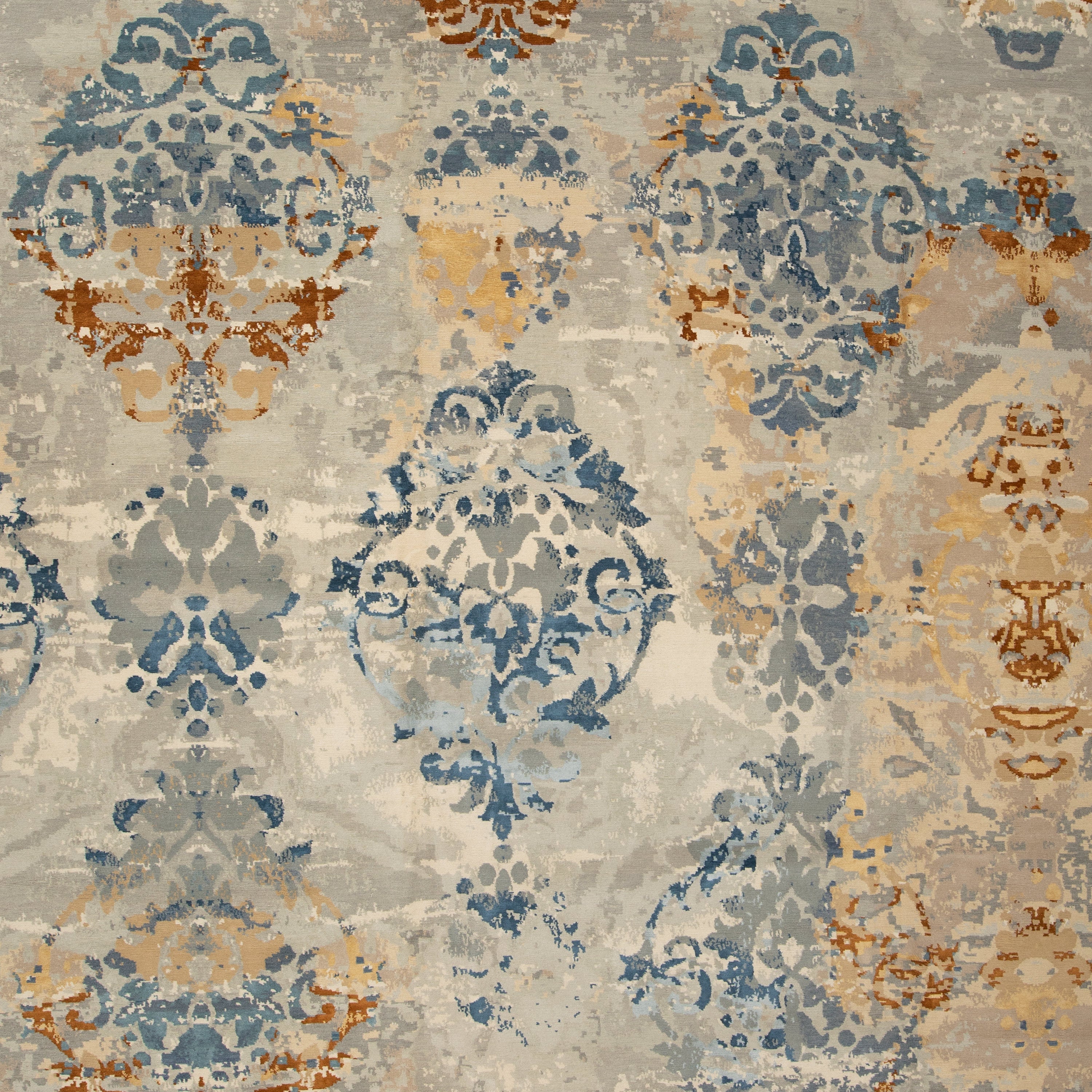 Blue Contemporary Wool Silk Blend Rug - 13'x18' - Image 2