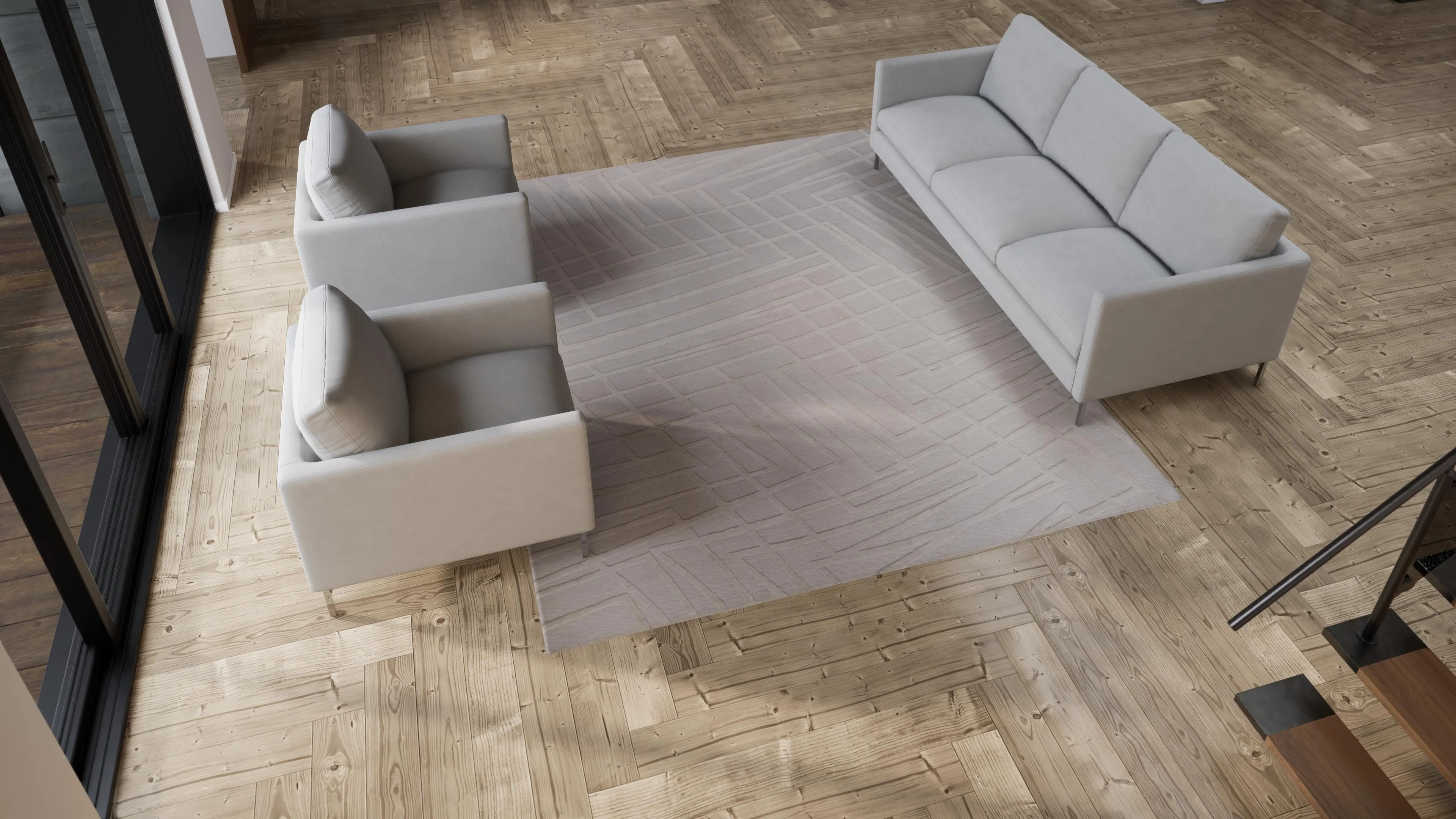 Grey Contemporary Tibetan Wool Silk Blend Rug - 8' x 10' - Image 7