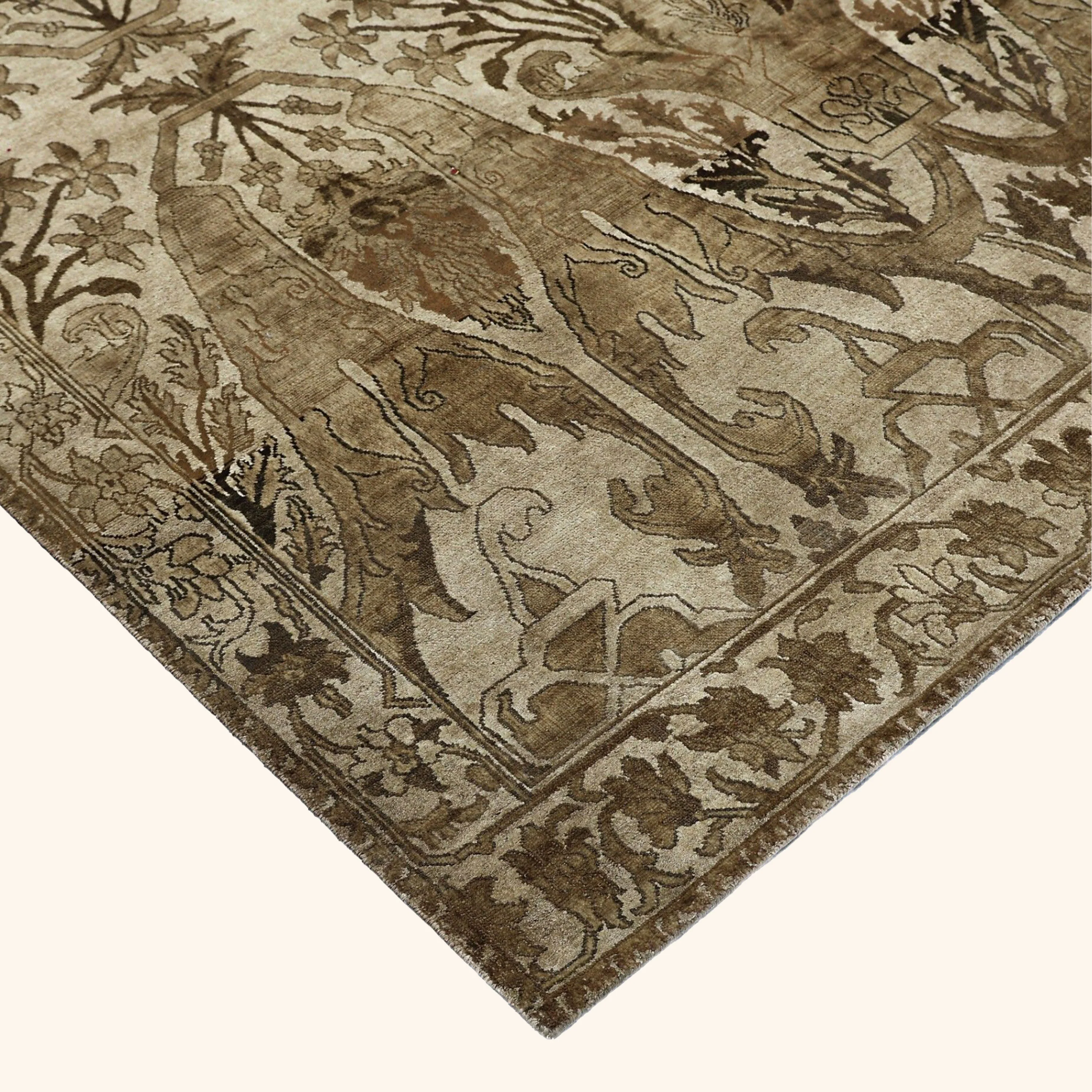 Cream Brown Alchemy Silk Wool Blend Rug - 6'7" x 9'2" - Image 2