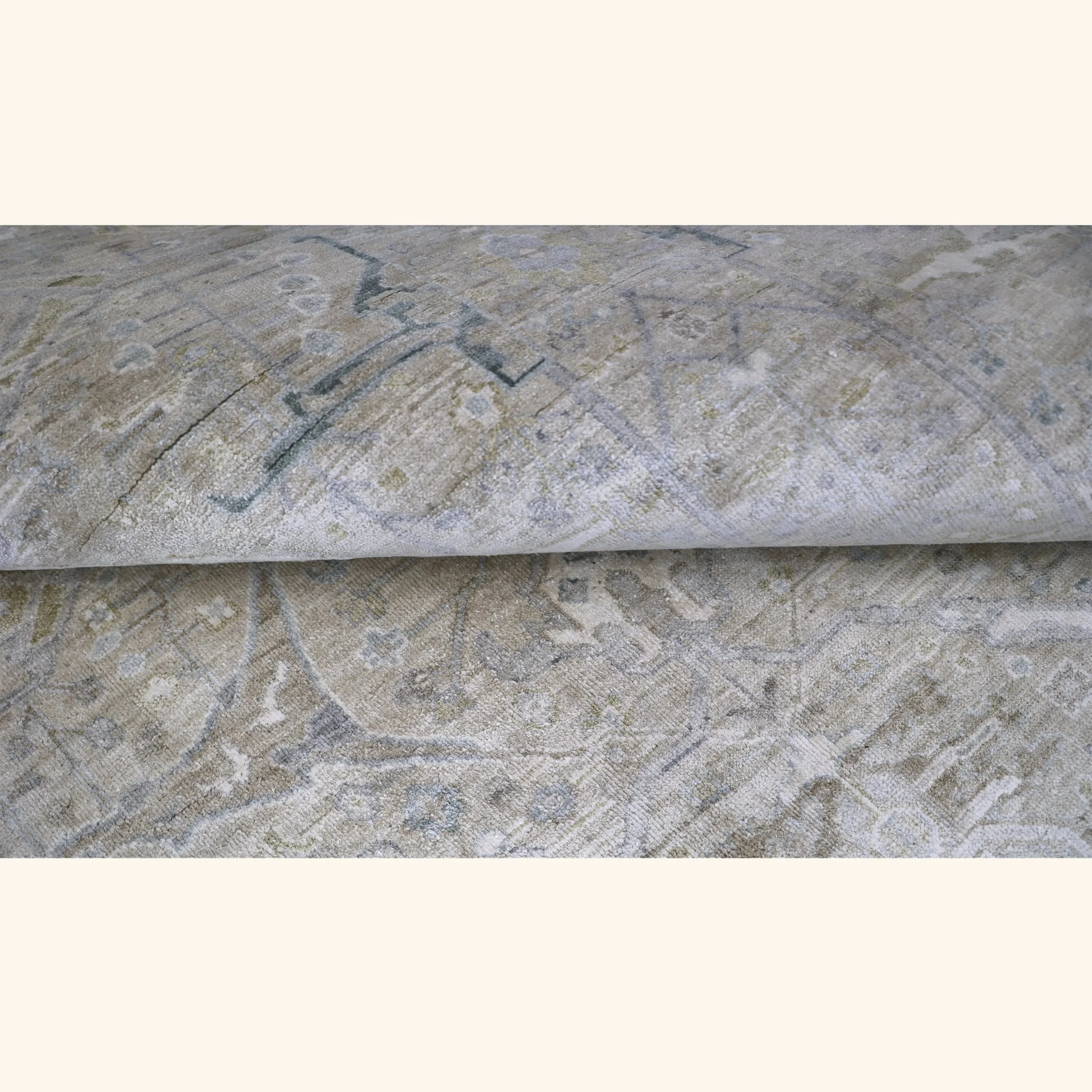 Cream Traditional Silk Rug - Image 13