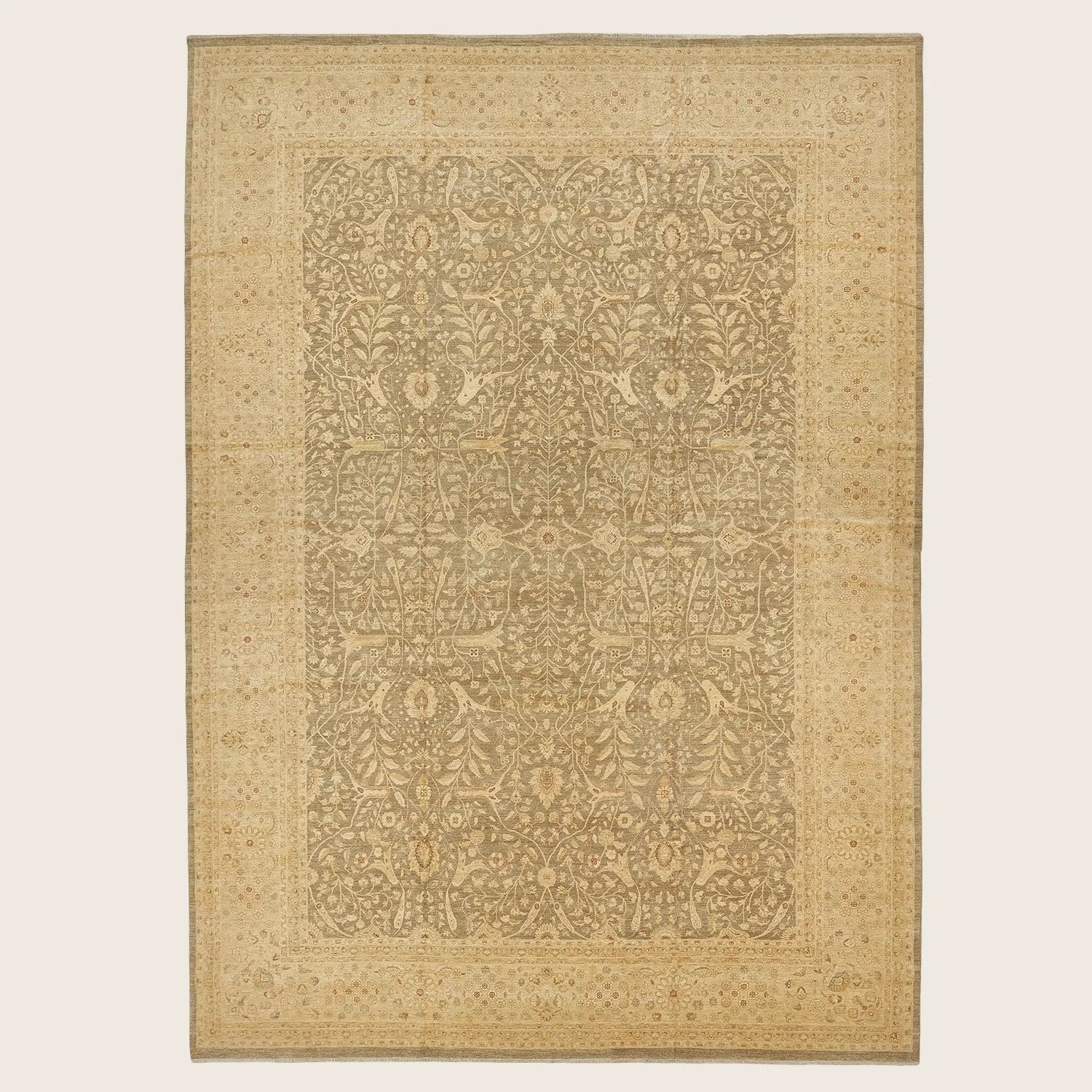 Beige Traditional Wool Rug - 13'9" x 19'6"
