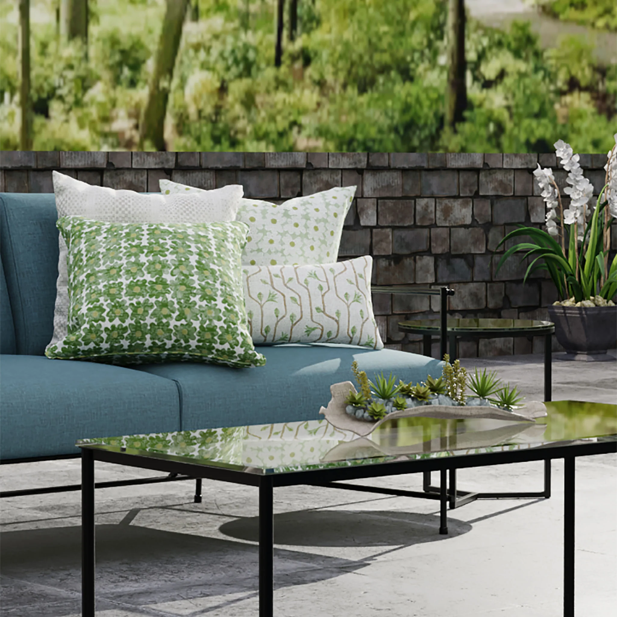 Daisy Indoor/Outdoor Lumbar Pillow, Avocado - Image 2