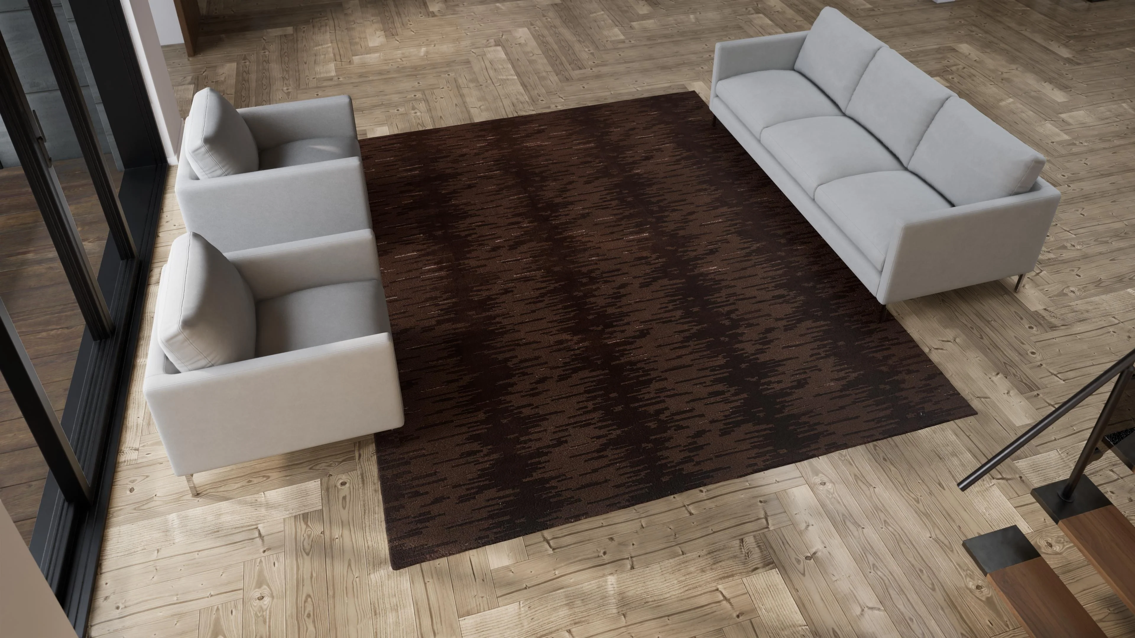 Brown Modern Wool Silk Blend Rug - 9'2" x 11' - Image 4